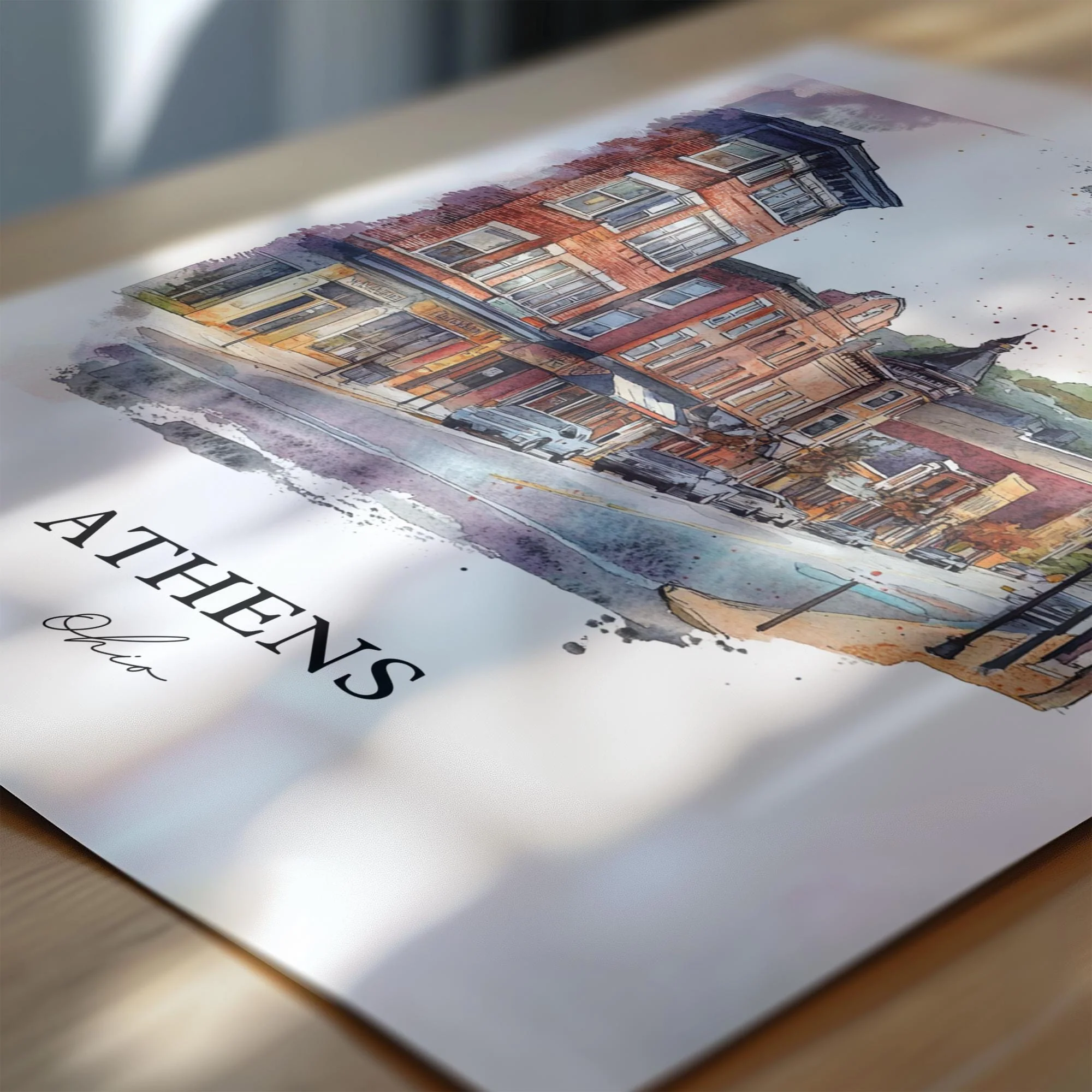 Athens, Ohio, USA – Watercolor Art Print - Image 2