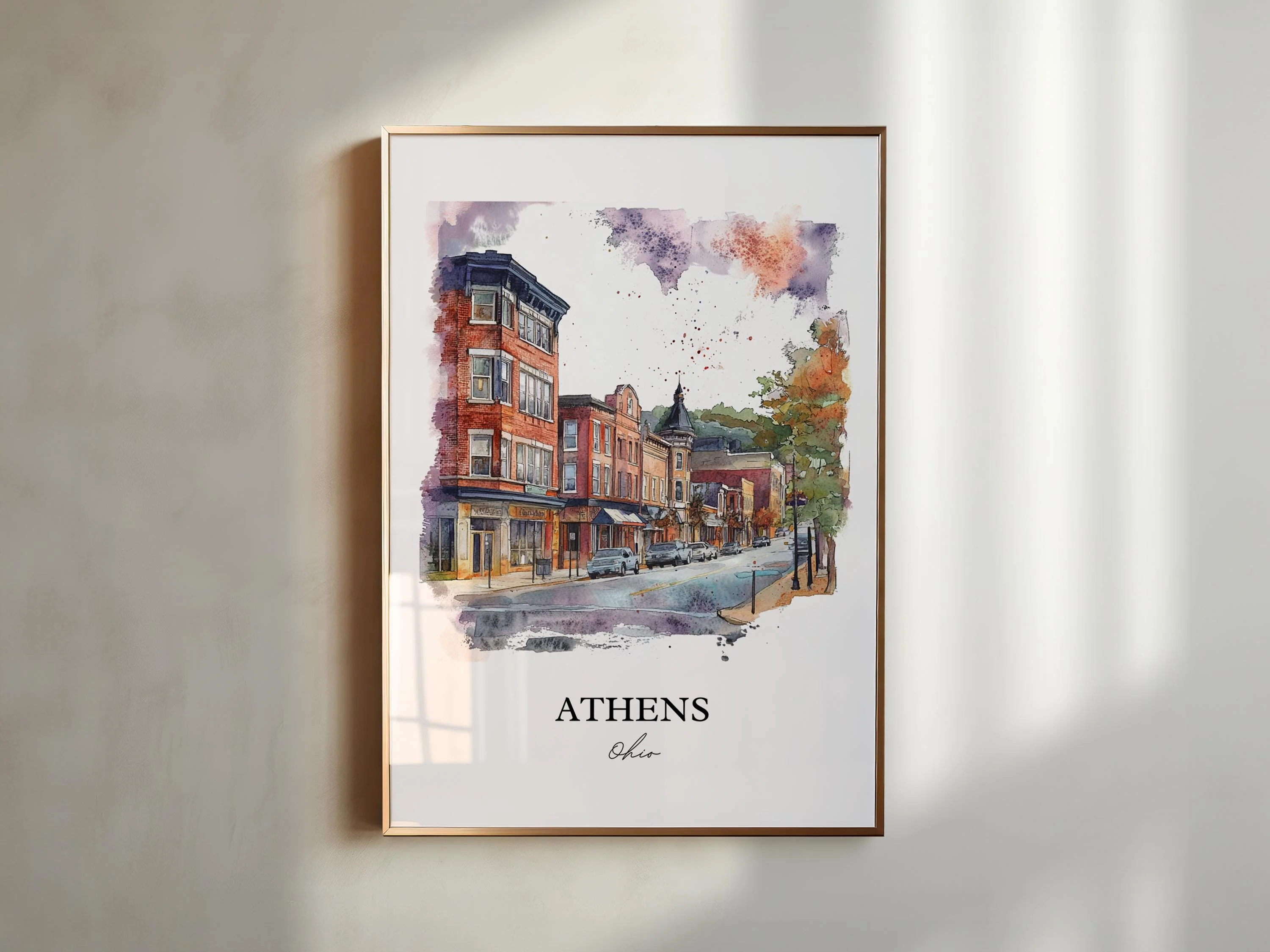 Athens, Ohio, USA – Watercolor Art Print - Image 3