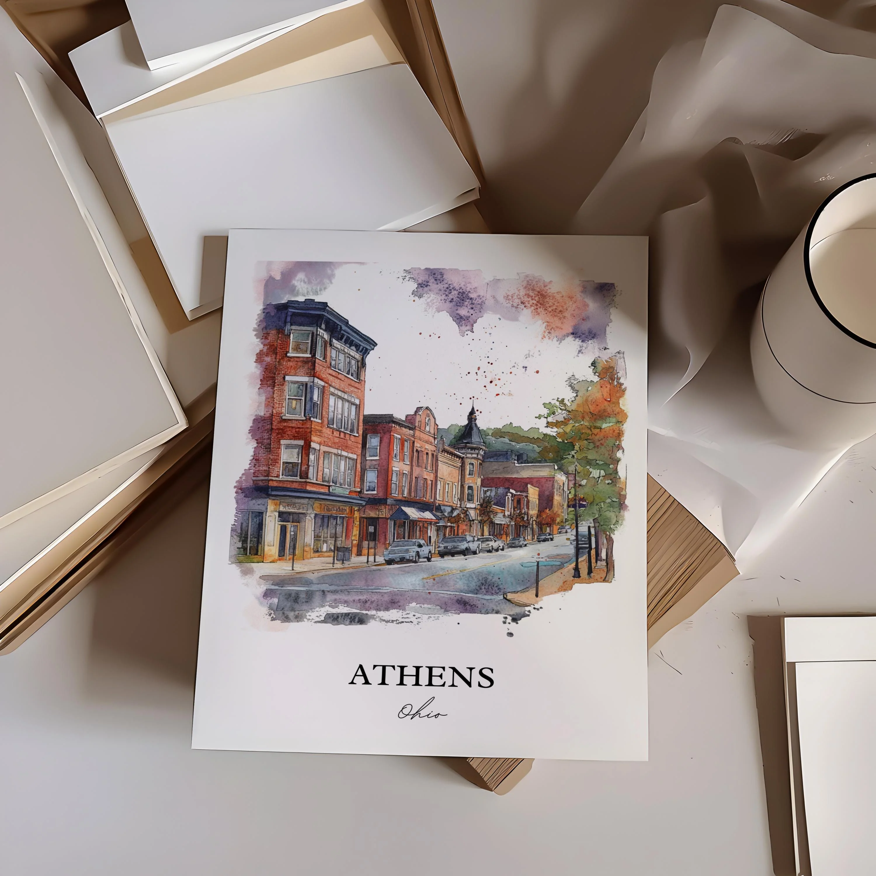 Athens, Ohio, USA – Watercolor Art Print - Image 4