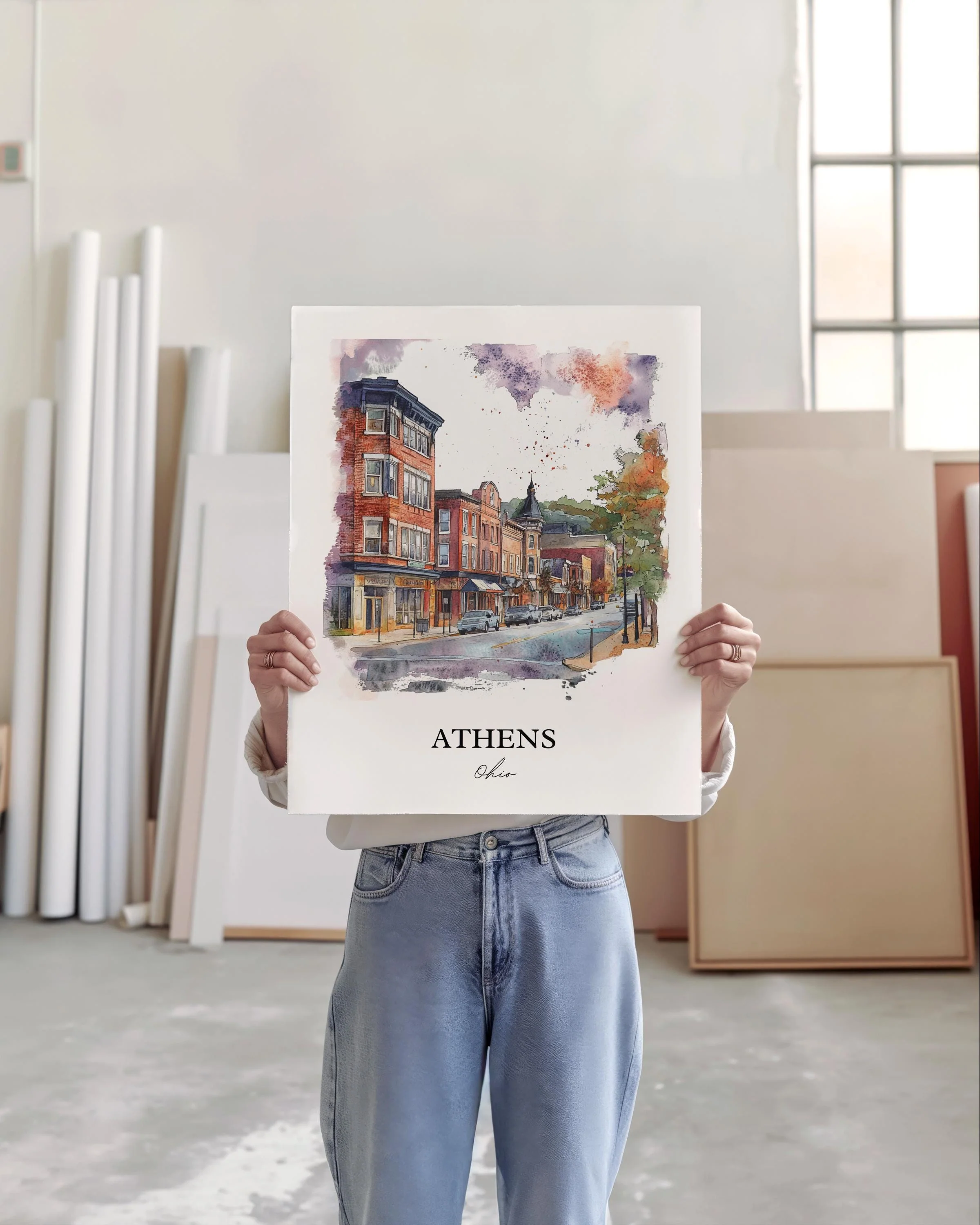 Athens, Ohio, USA – Watercolor Art Print - Image 5