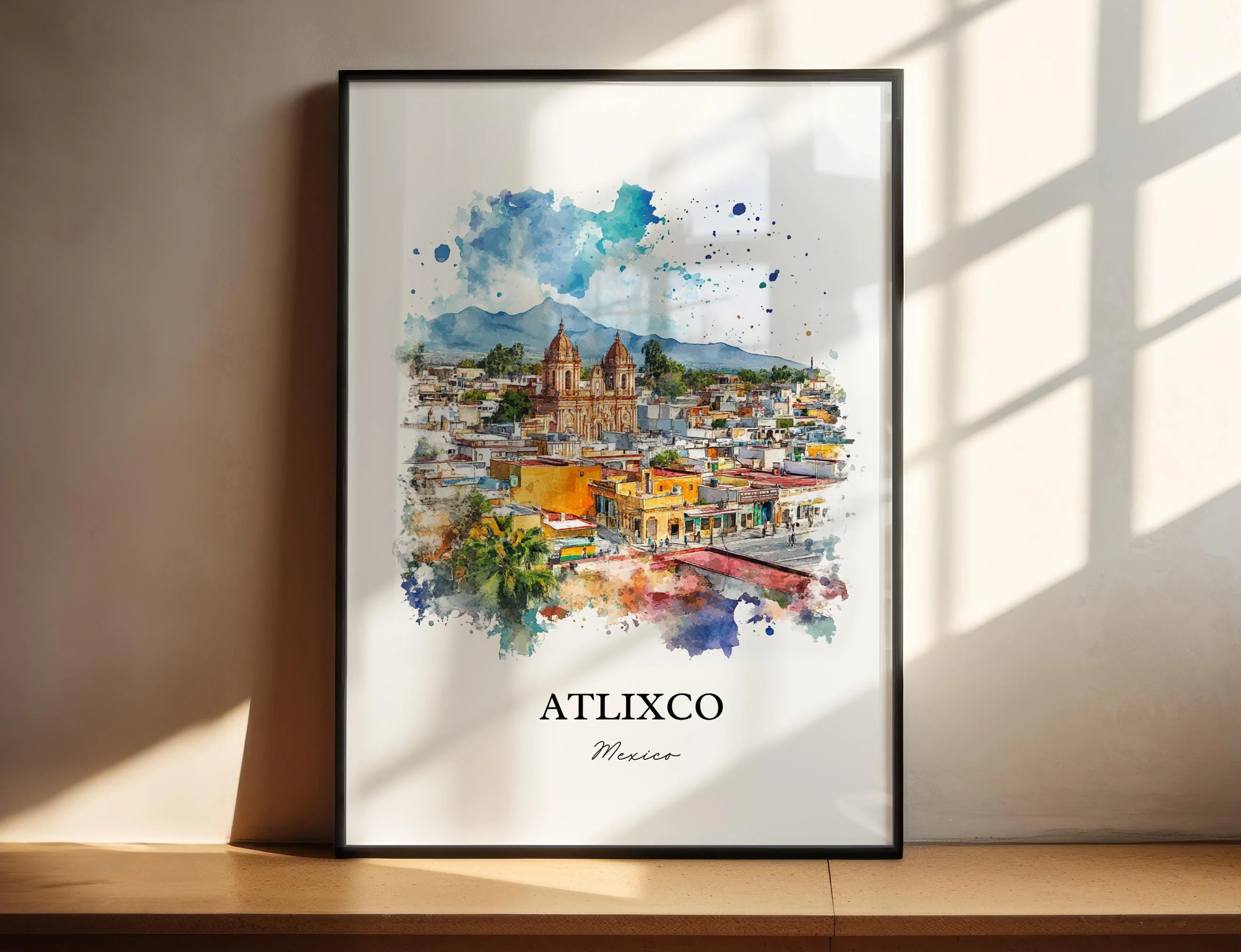 Atlixco, Mexico – Popocatépetl Volcano Watercolor Art Print