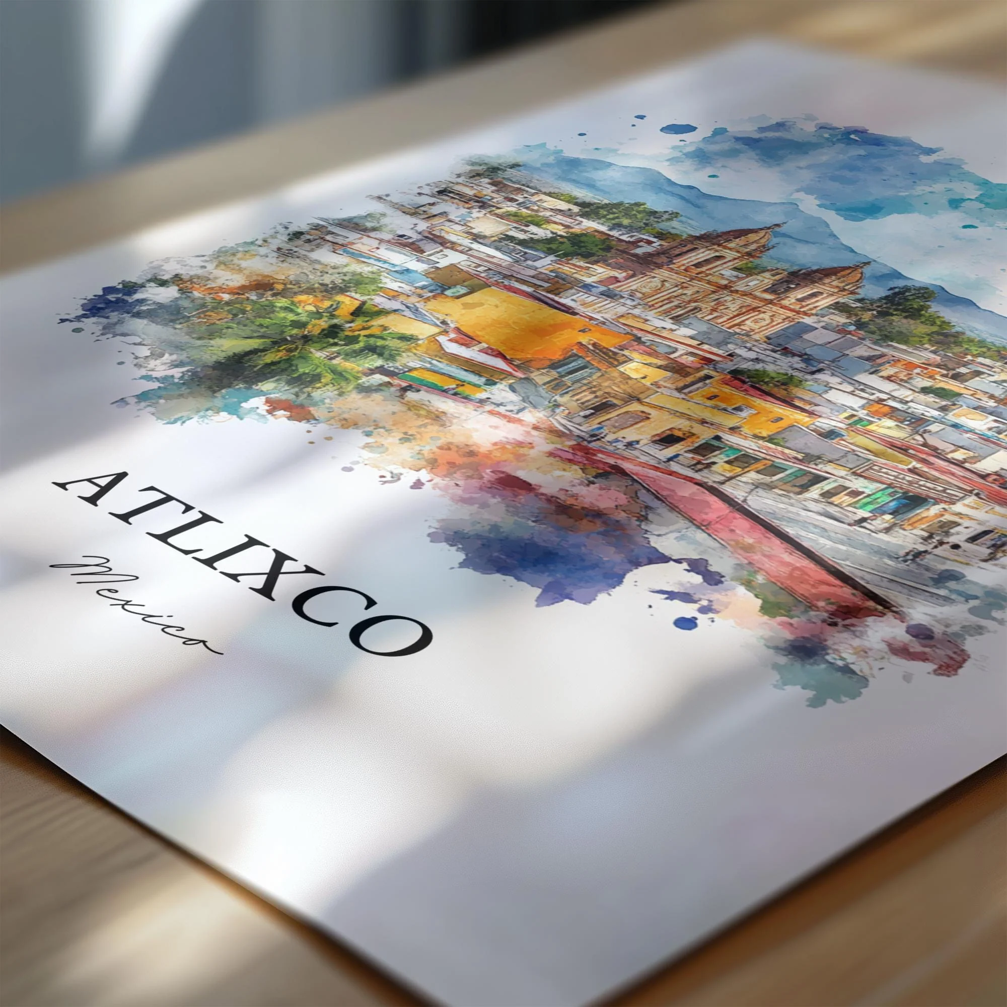 Atlixco, Mexico – Popocatépetl Volcano Watercolor Art Print - Image 2
