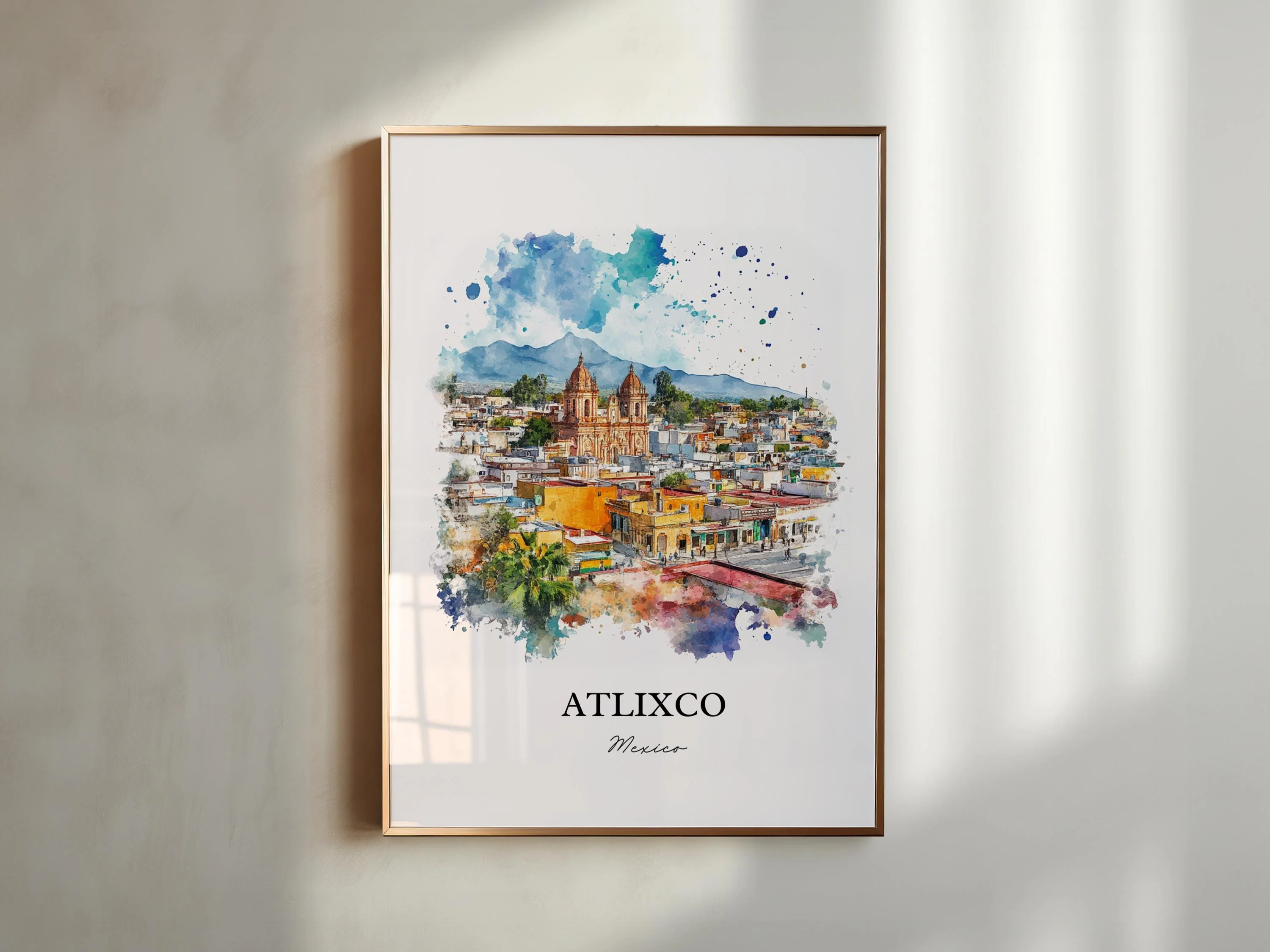 Atlixco, Mexico – Popocatépetl Volcano Watercolor Art Print - Image 3
