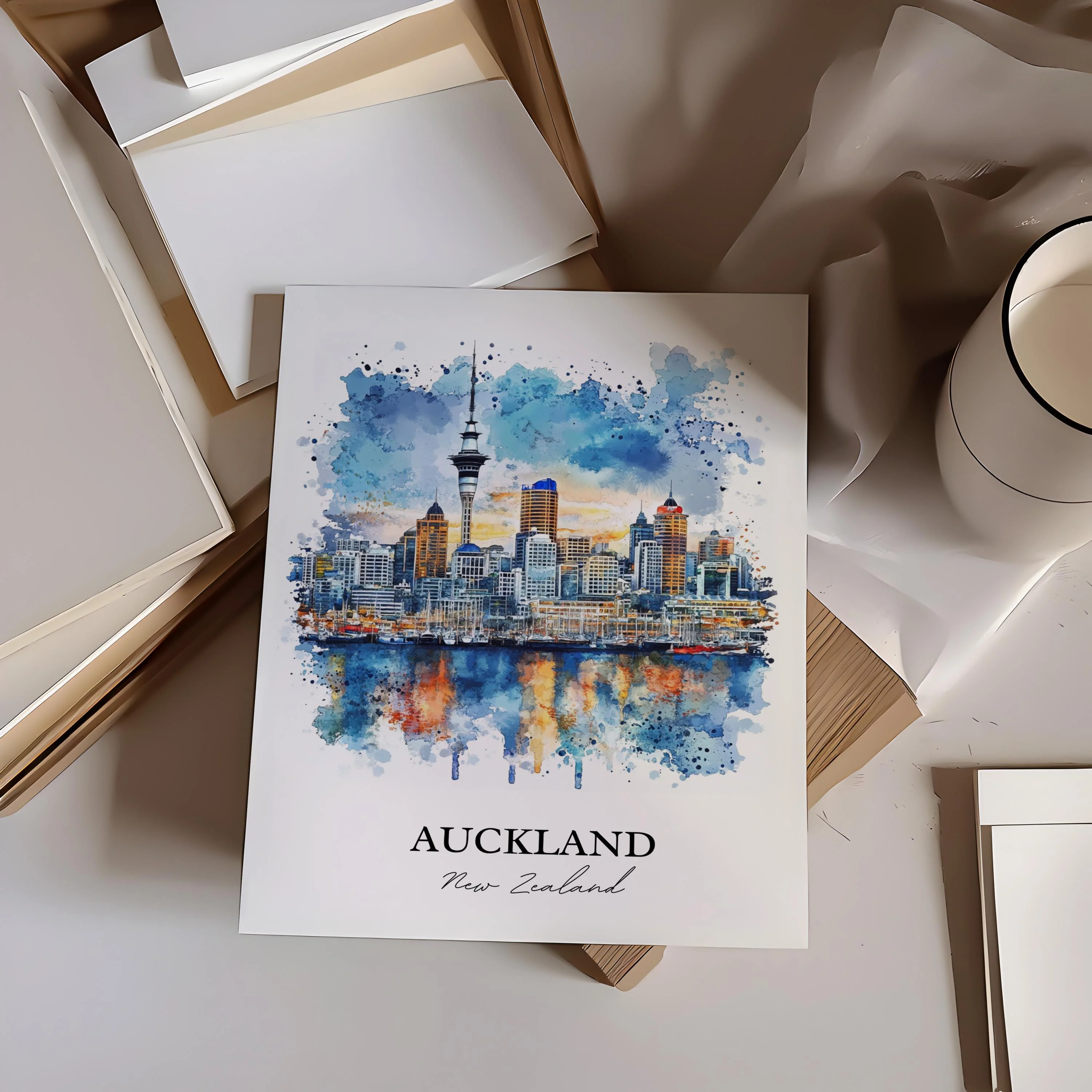 Auckland, New Zealand – Watercolor Art Print - Image 5