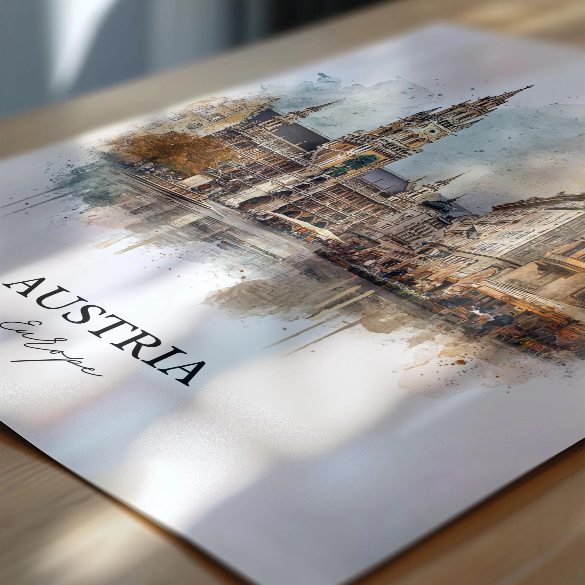 Austria, Austria – Watercolor Art Print - Image 2