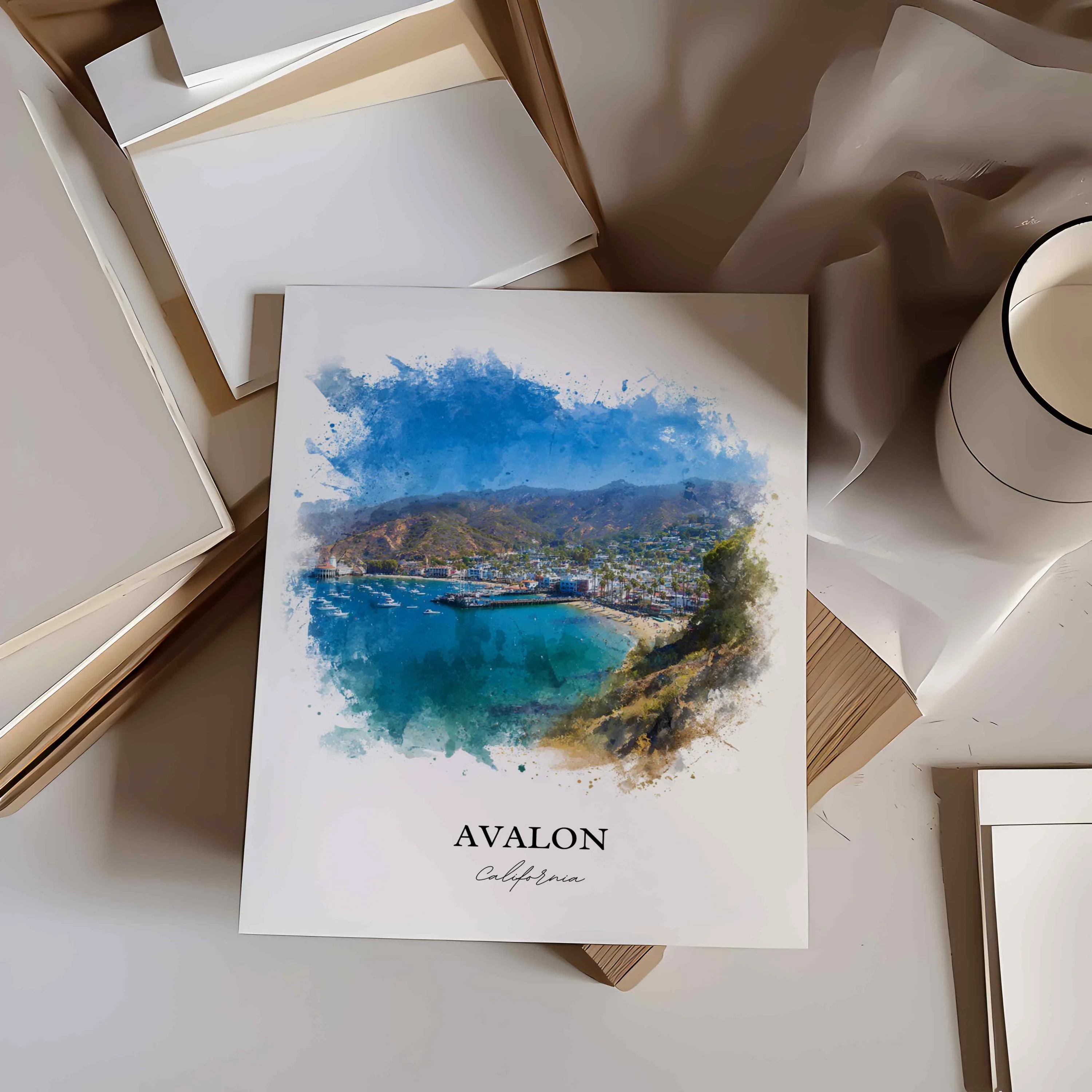 Avalon, California – Watercolor Art Print - Image 5