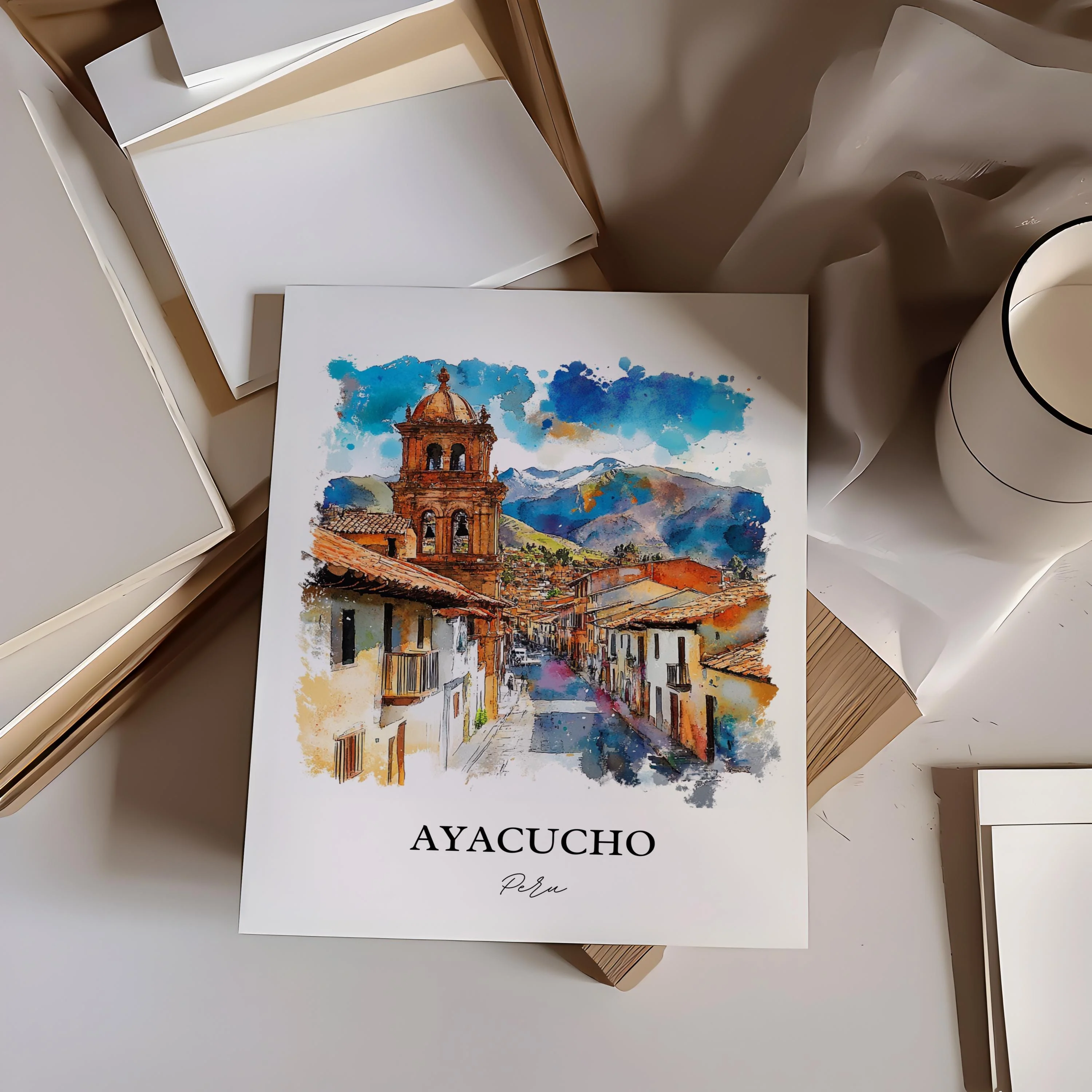 Ayacucho, Peru – Watercolor Art Print - Image 3