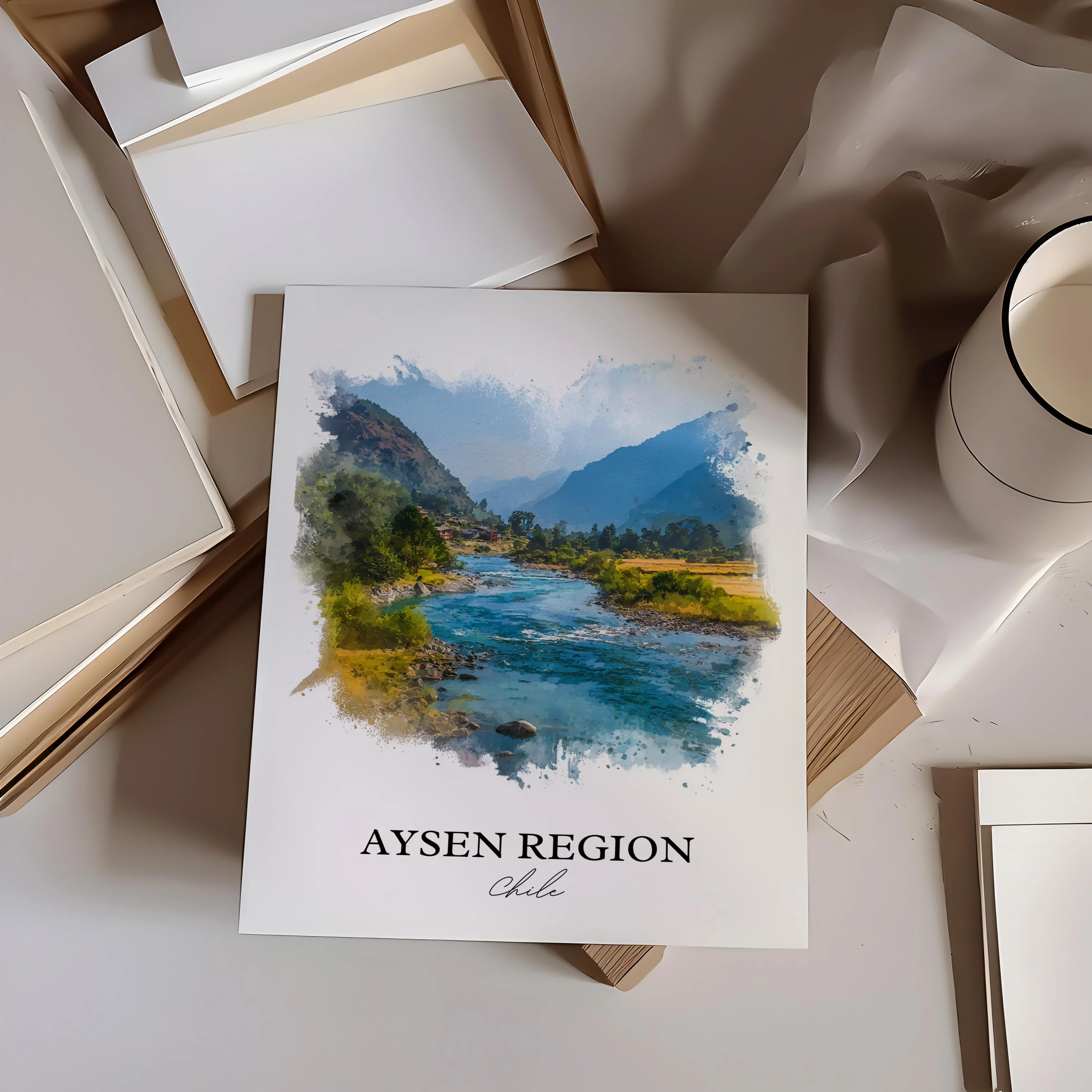 Aysen Region, Chile – Watercolor Art Print - Image 4
