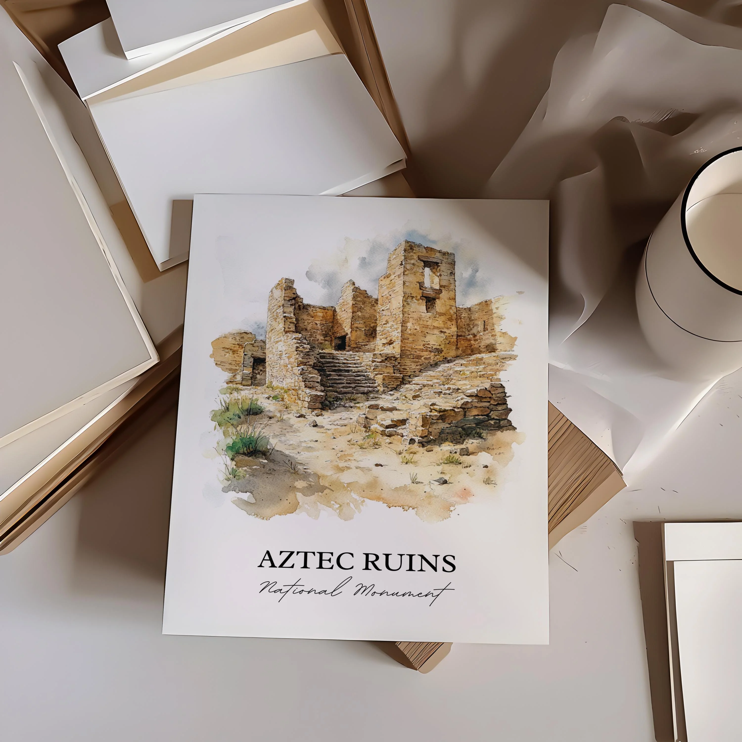 Aztec Ruins National Monument, United States – Watercolor Art Print - Image 6