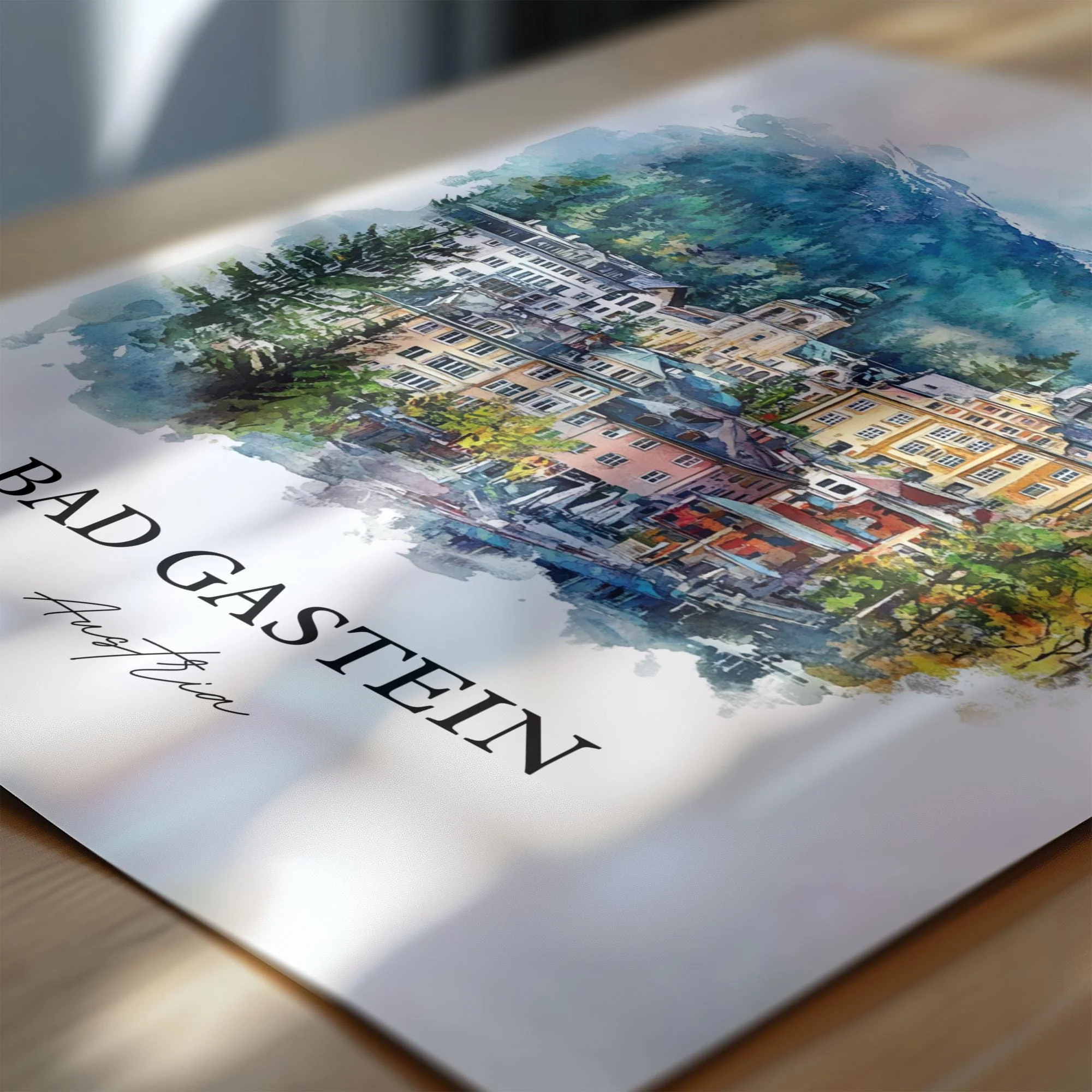 Bad Gastein, Austria – Watercolor Art Print - Image 2