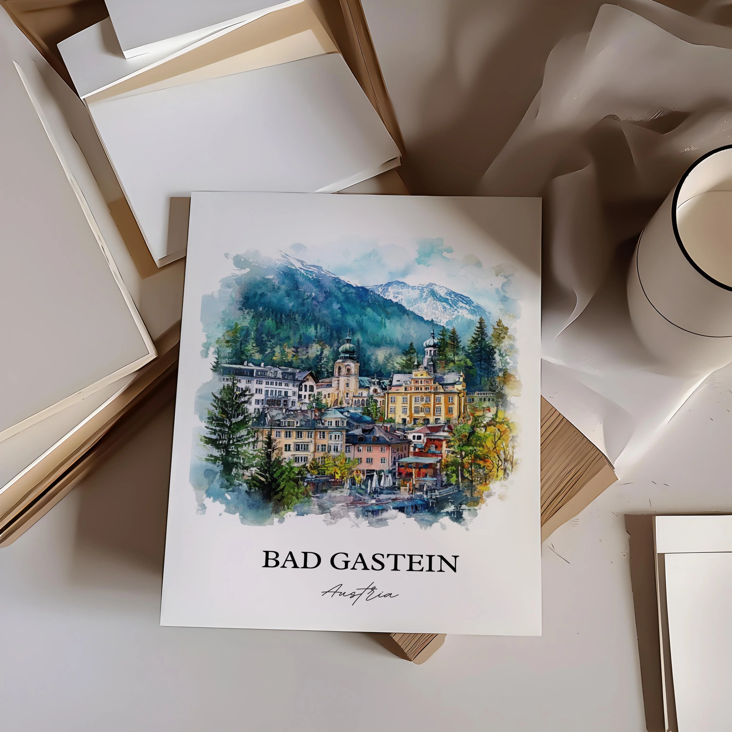 Bad Gastein, Austria – Watercolor Art Print - Image 6