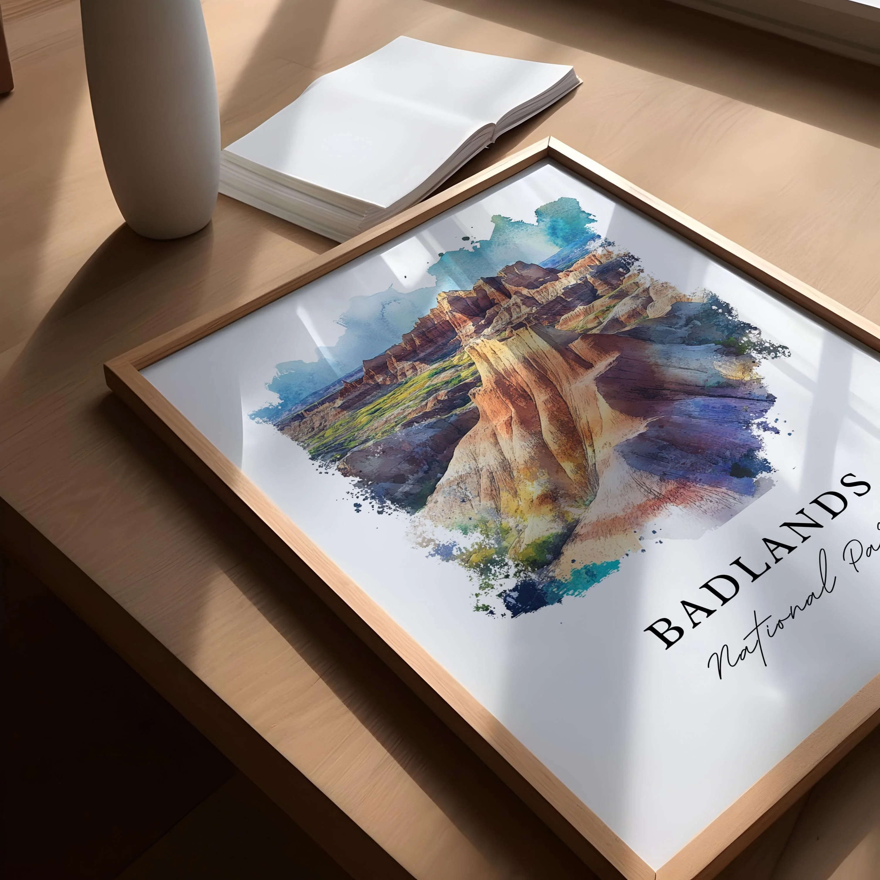 Badlands National Park, South Dakota – Watercolor Art Print - Image 3