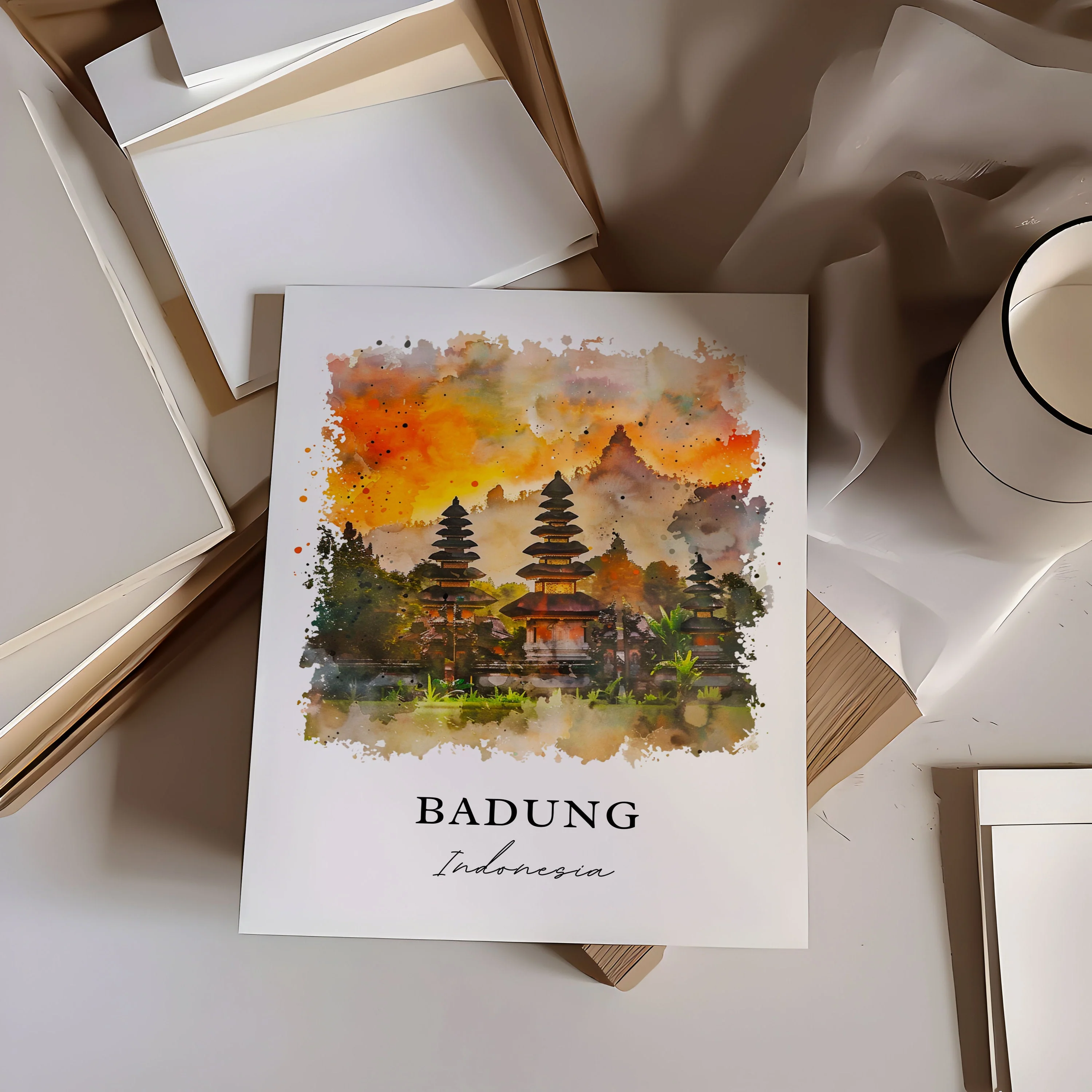 Badung, Indonesia – Watercolor Art Print - Image 3