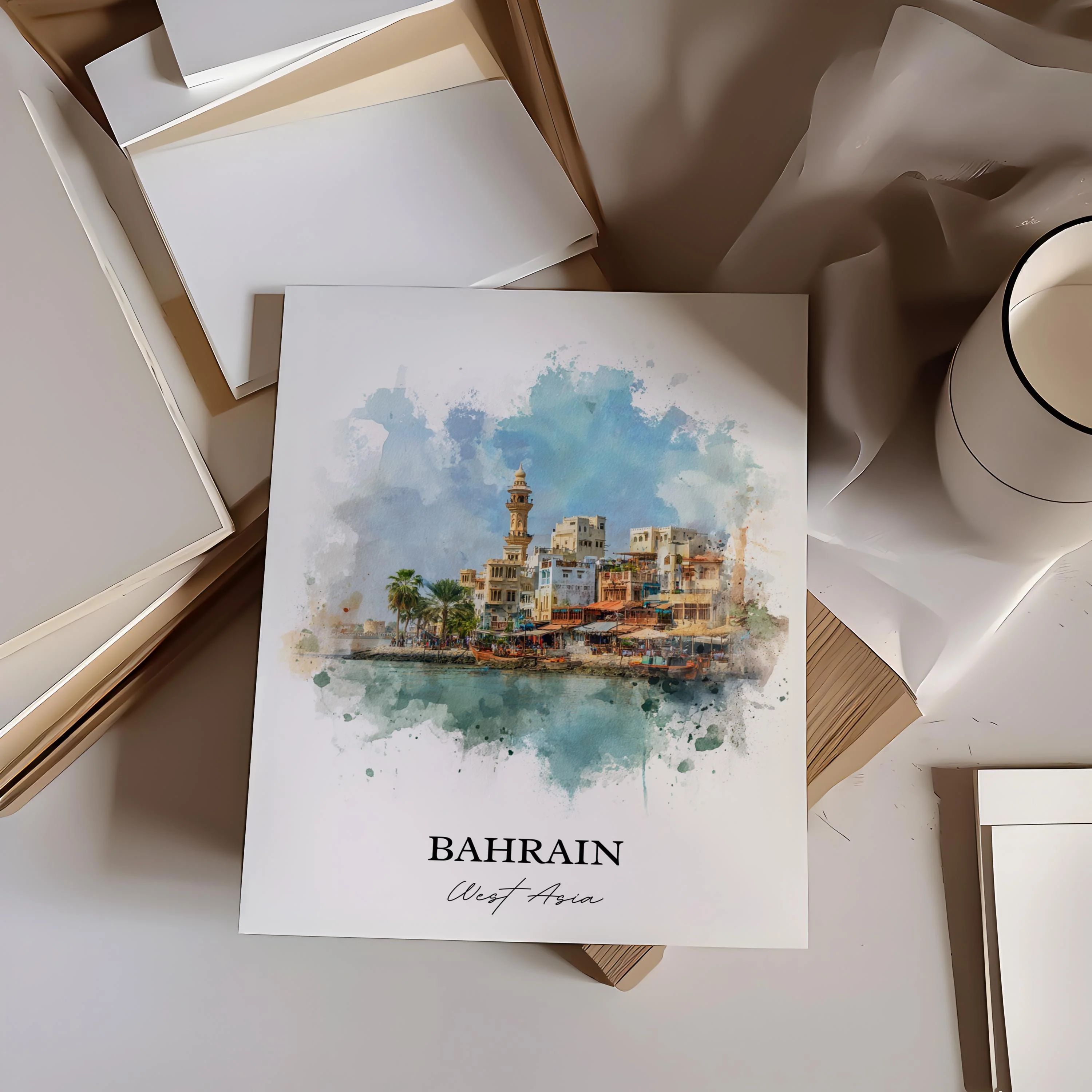 Bahrain, Bahrain – Watercolor Art Print - Image 5