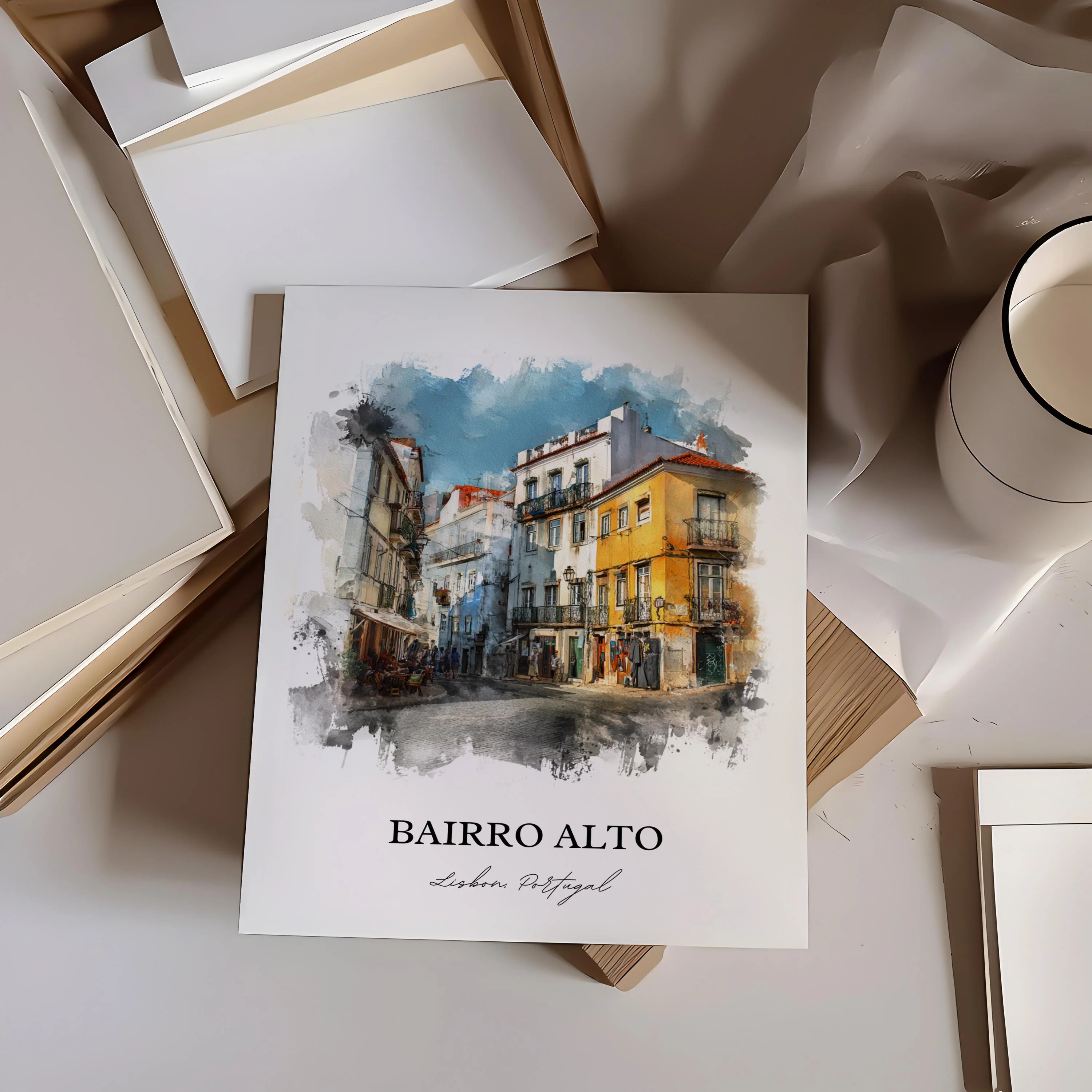 Bairro Alta, Portugal – Watercolor Art Print - Image 7