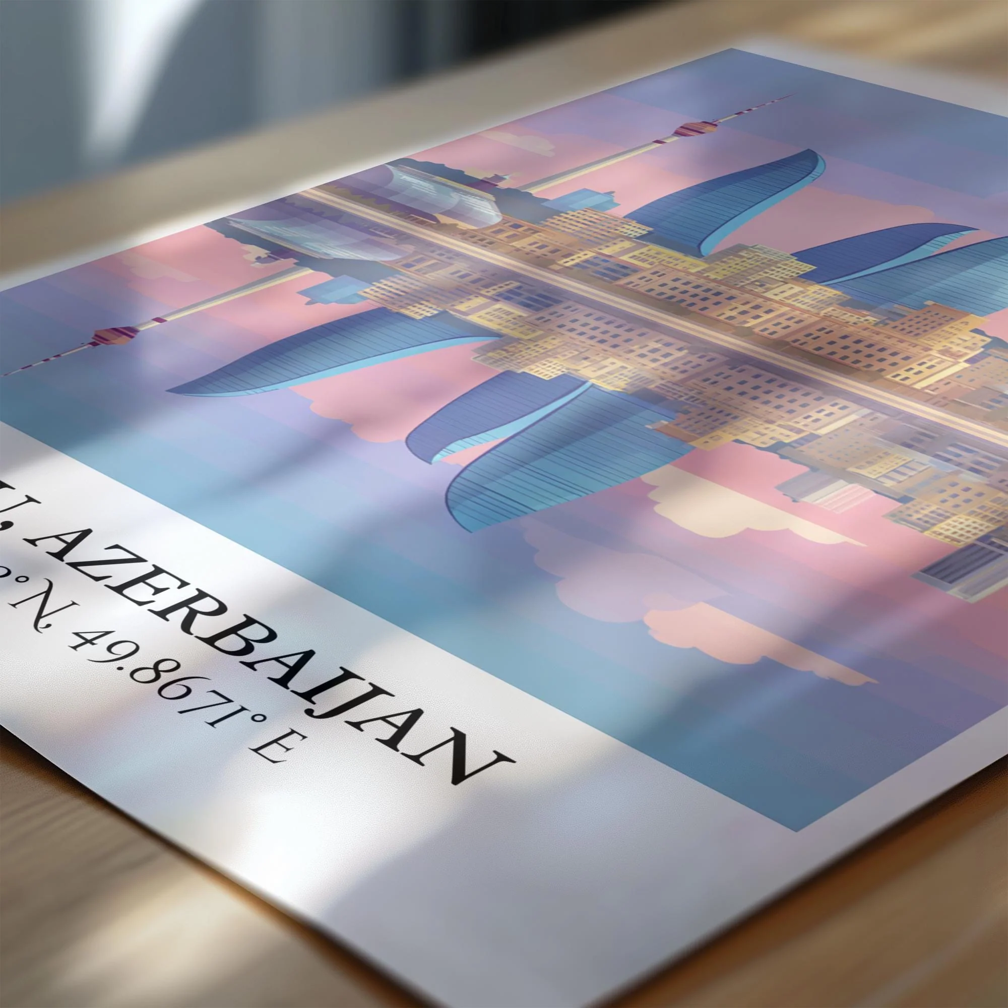 Baku, Azerbaijan – Watercolor Art Print - Image 2