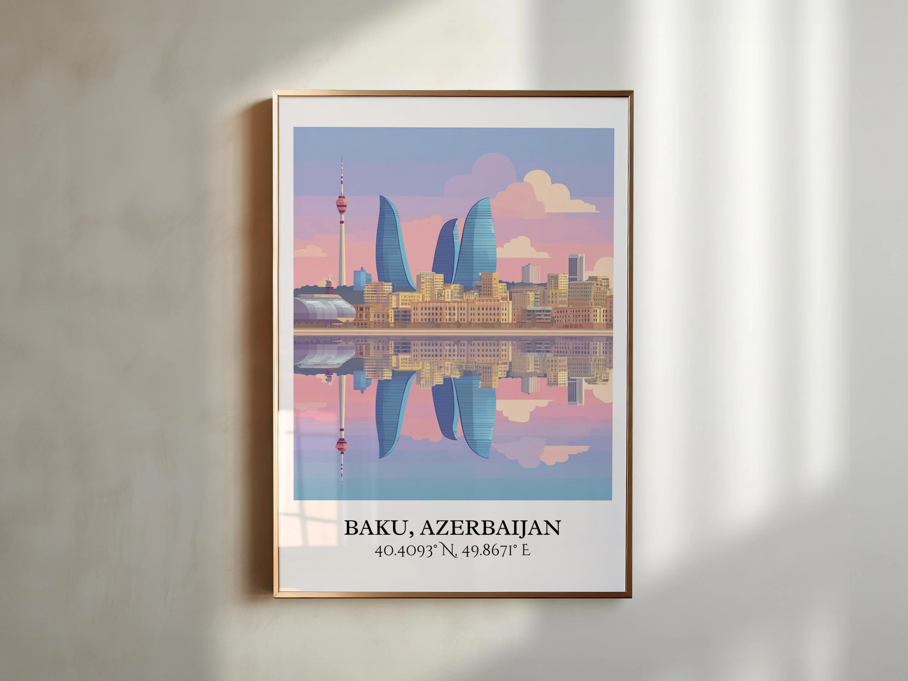 Baku, Azerbaijan – Watercolor Art Print - Image 3
