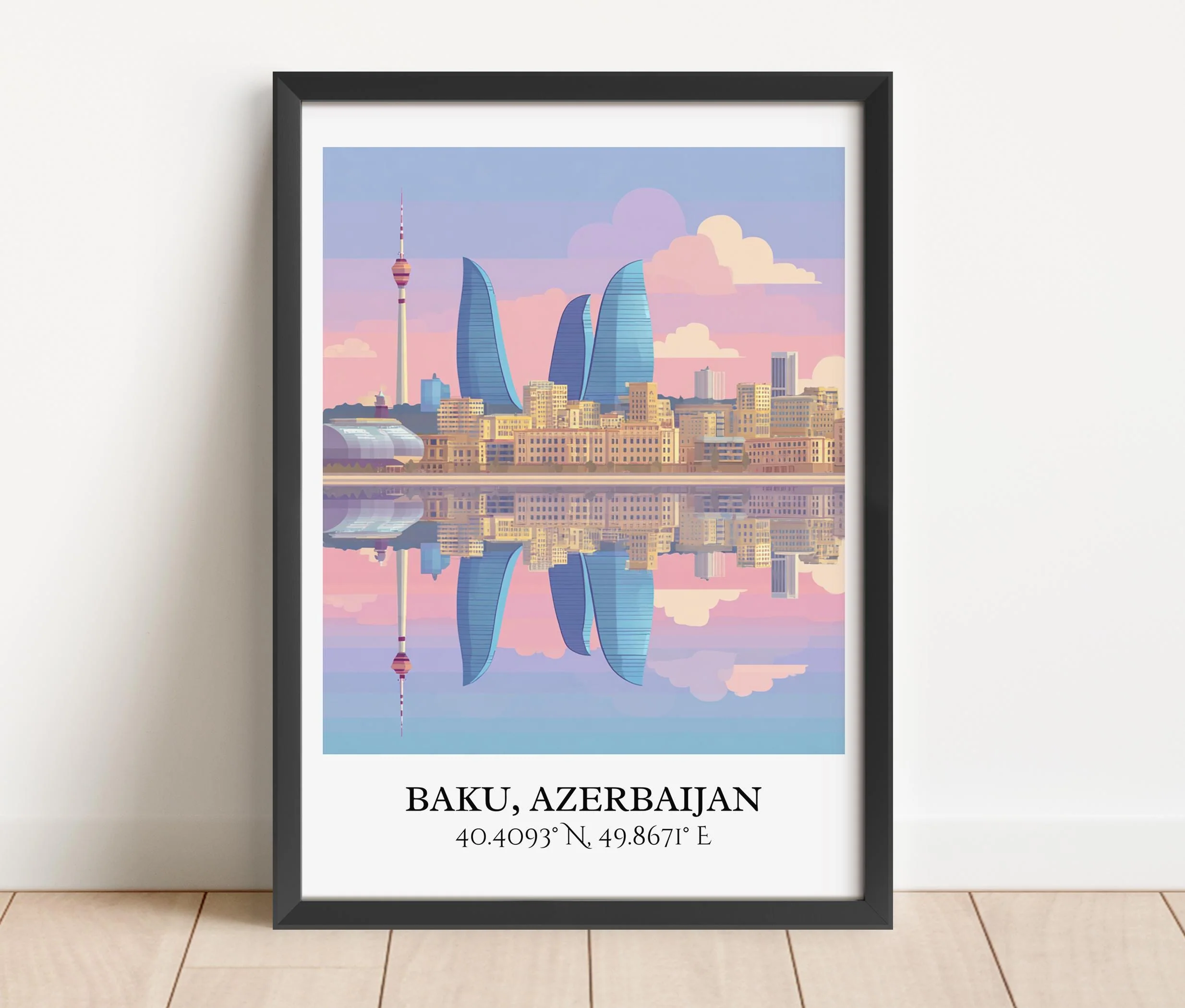 Baku, Azerbaijan – Watercolor Art Print - Image 4