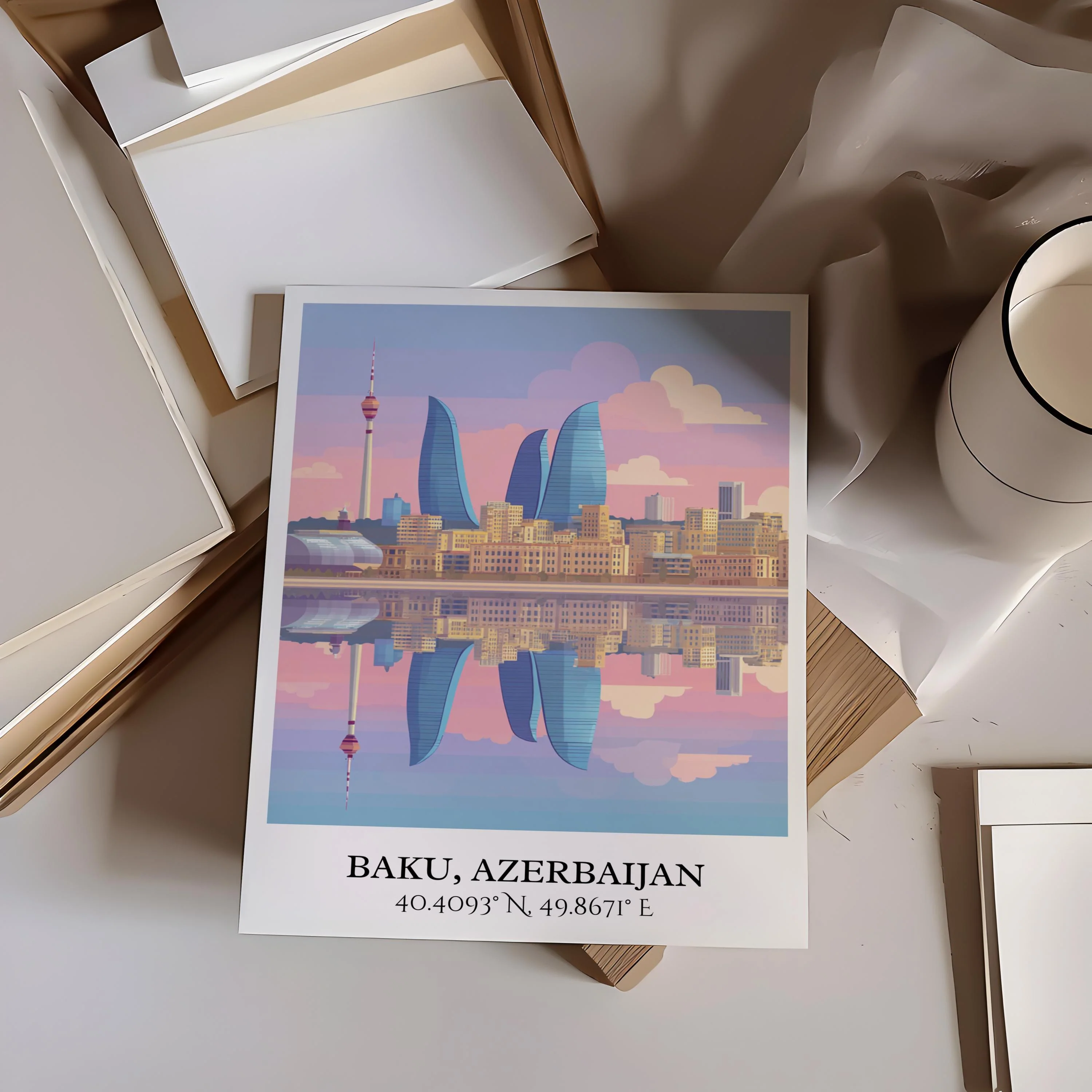 Baku, Azerbaijan – Watercolor Art Print - Image 6