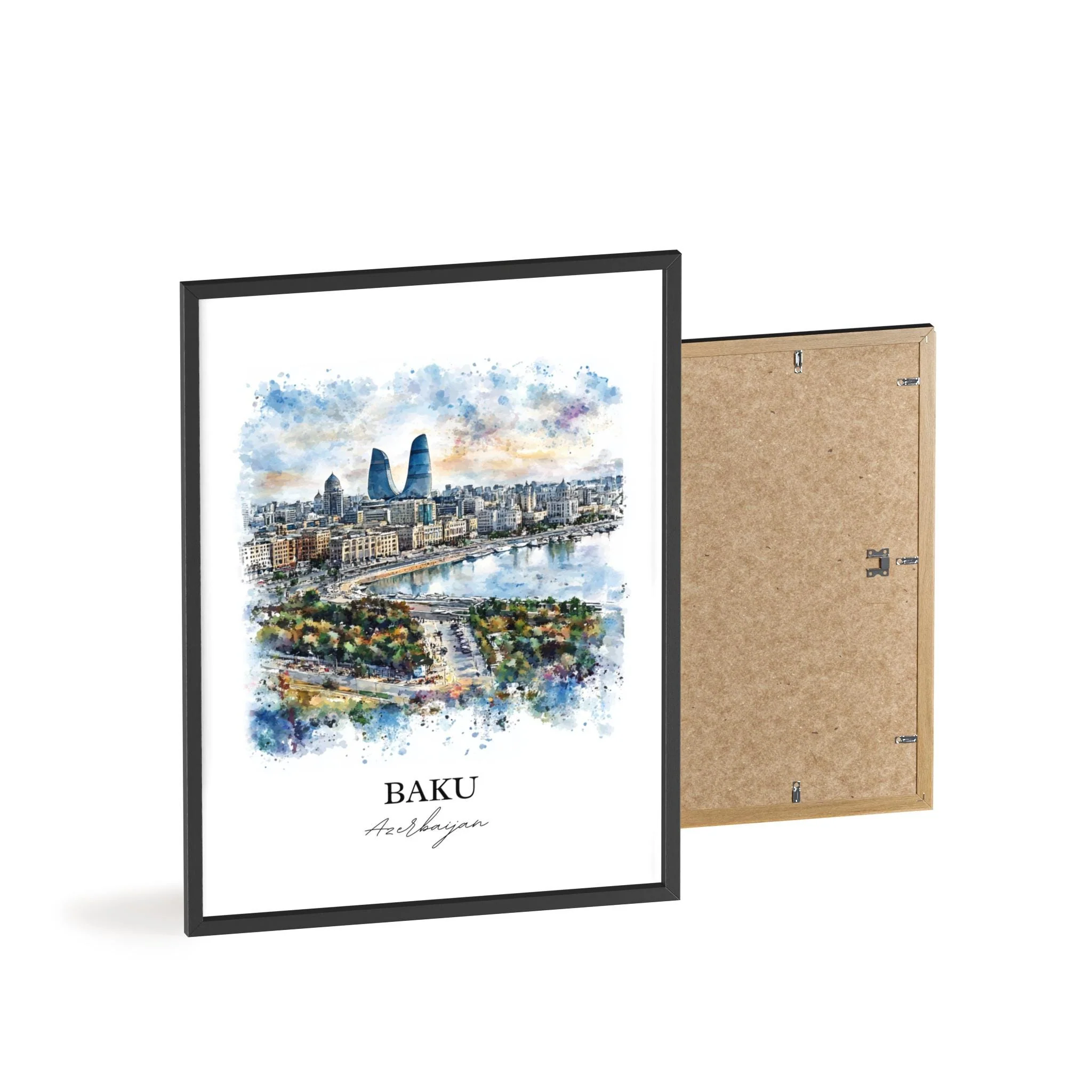Baku, Azerbaijan – Watercolor Art Print - Image 8
