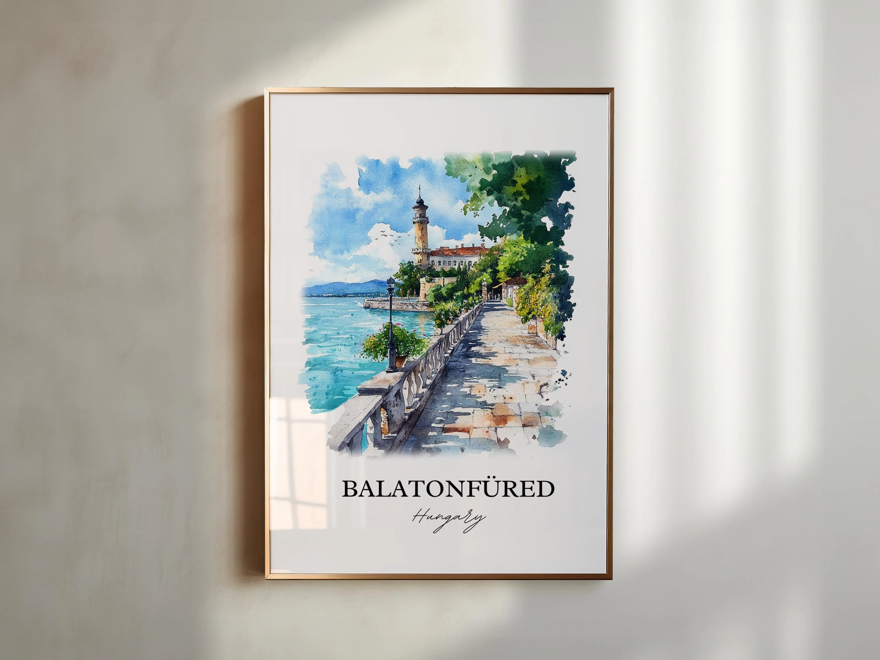 Balatonfured, Hungary – Watercolor Art Print of Lake Balaton - Image 4