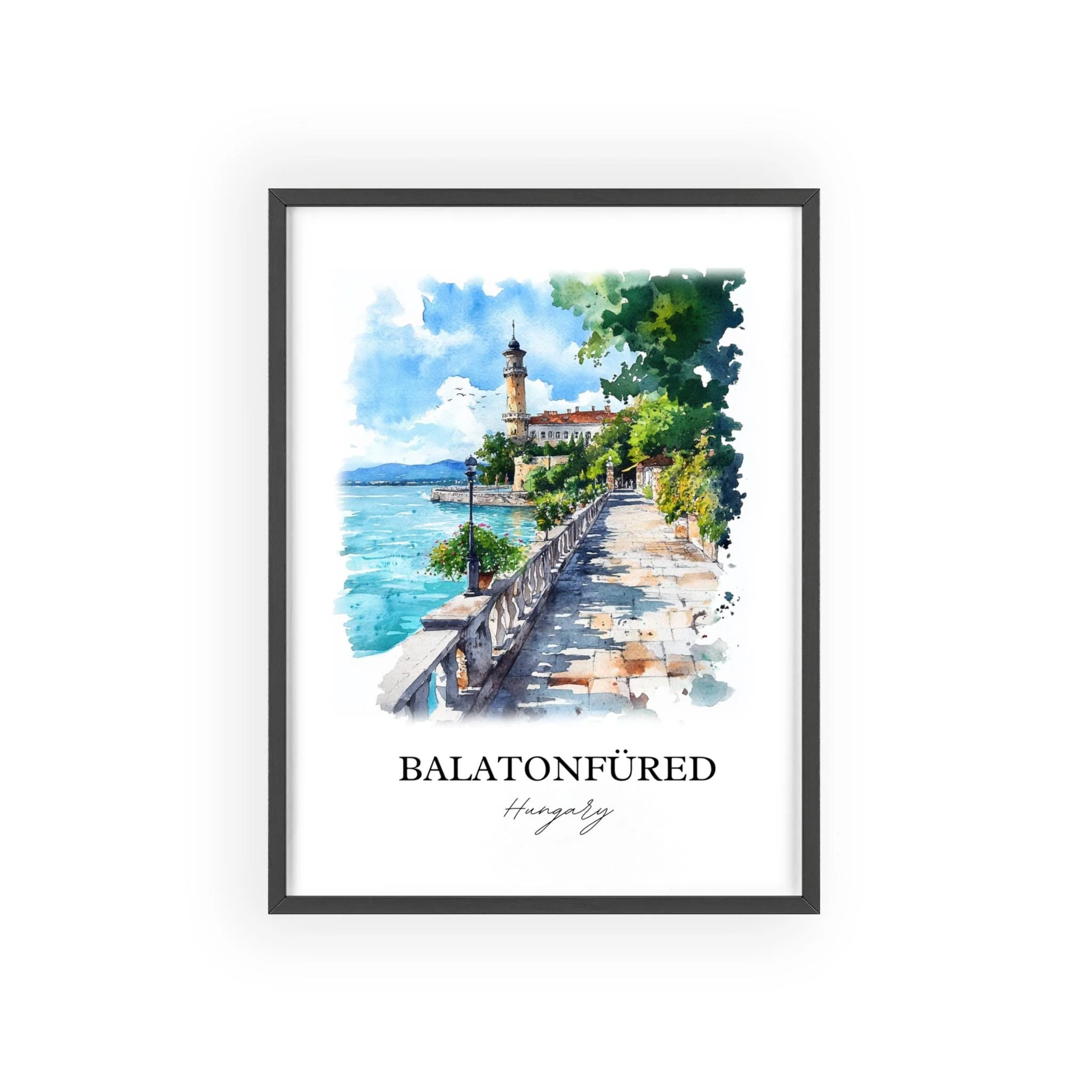Balatonfured, Hungary – Watercolor Art Print of Lake Balaton - Image 7