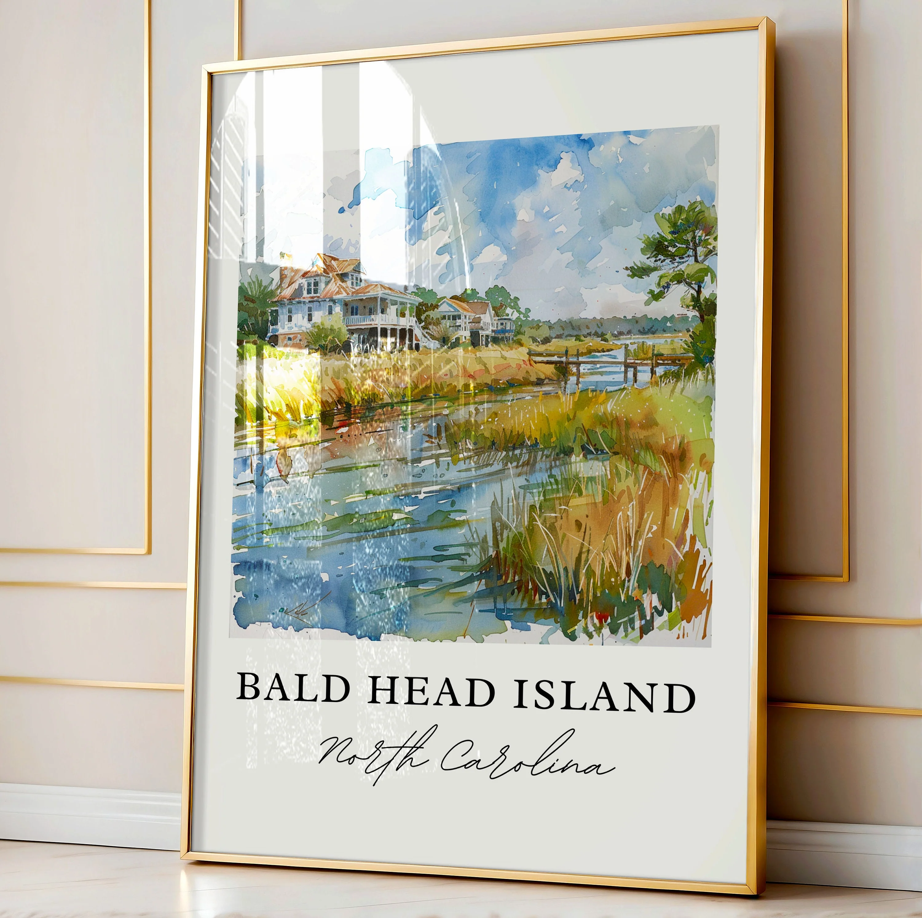 Bald Head Island, North Carolina – Watercolor Art Print - Image 4