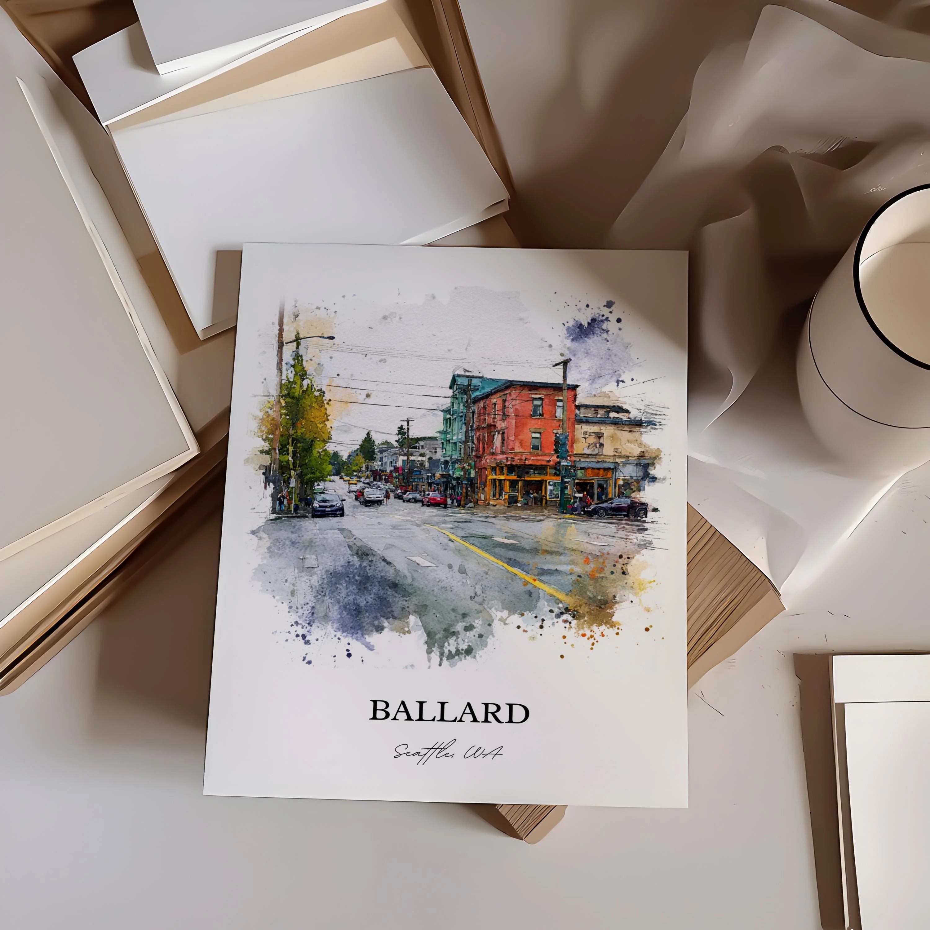 Ballard, Washington – Watercolor Art Print - Image 7