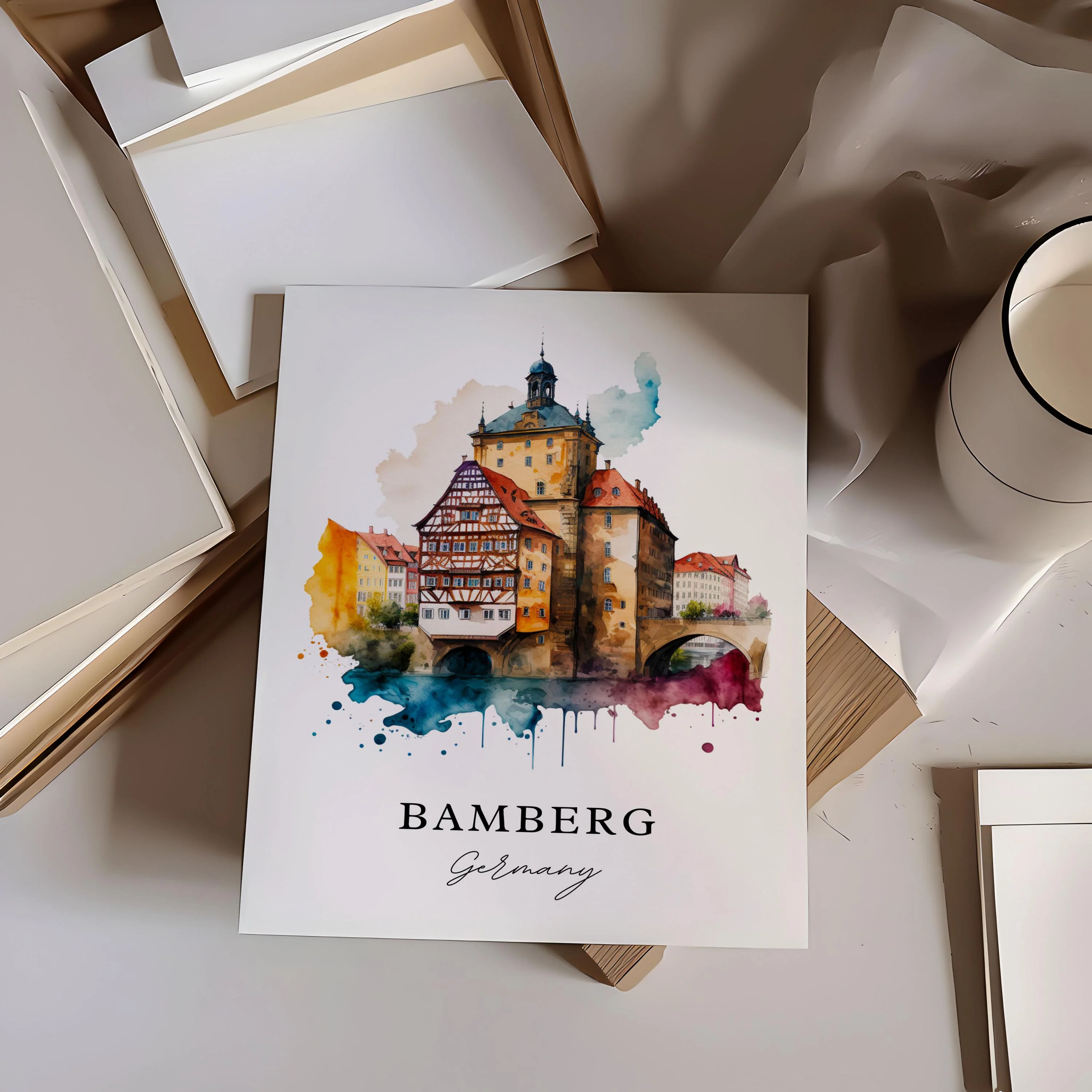 Bamberg, Germany – Watercolor Art Print - Image 3