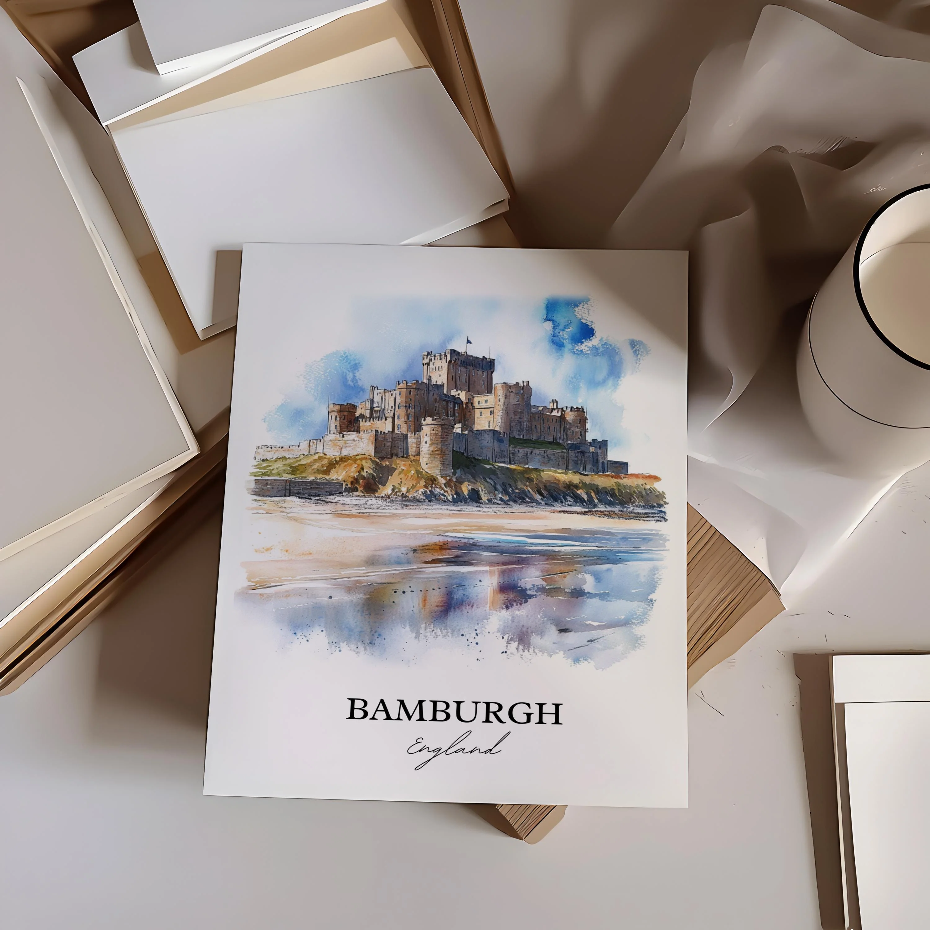 Bamburgh, England – Watercolor Art Print - Image 4