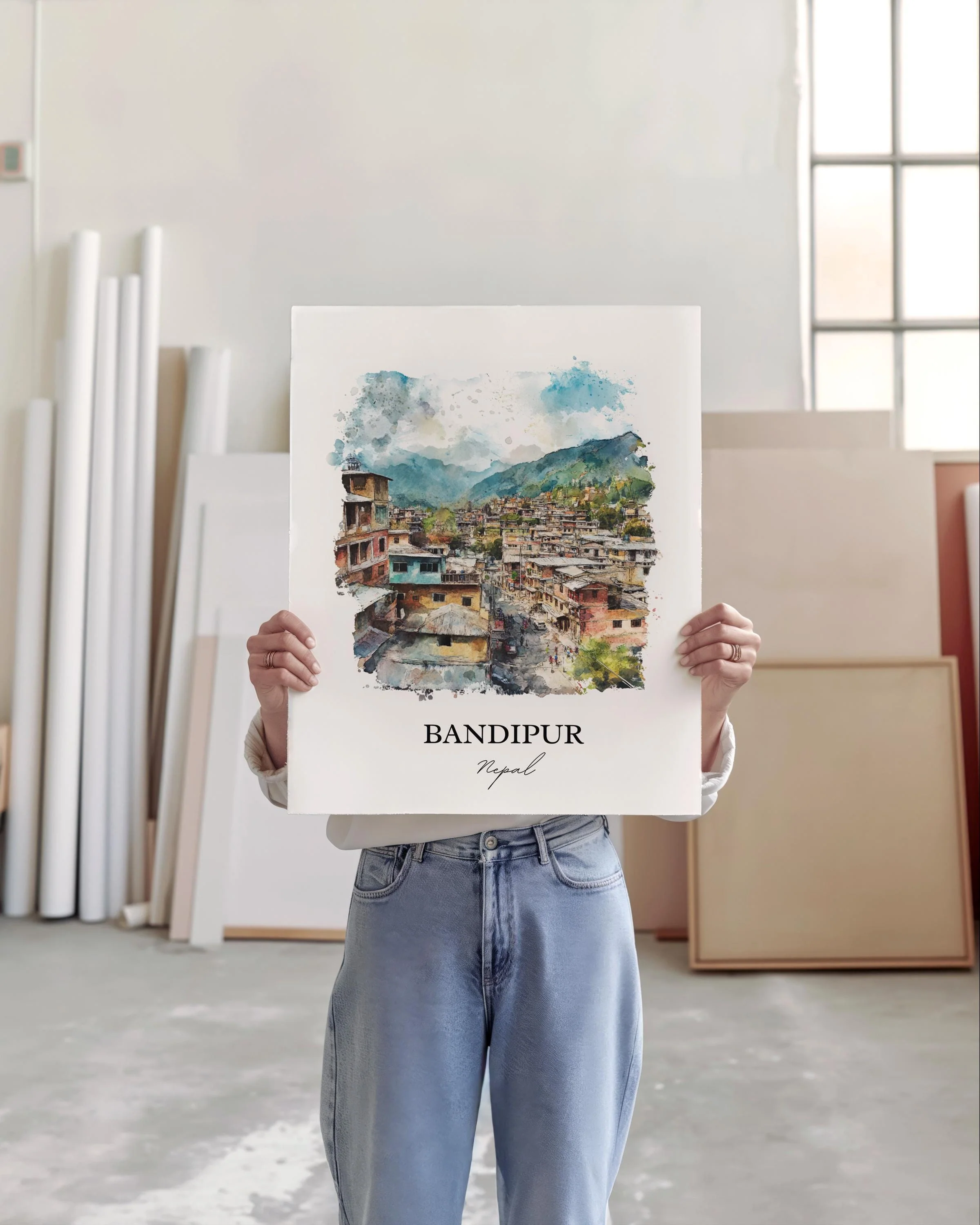 Bandipur, Nepal – Watercolor Art Print - Image 3