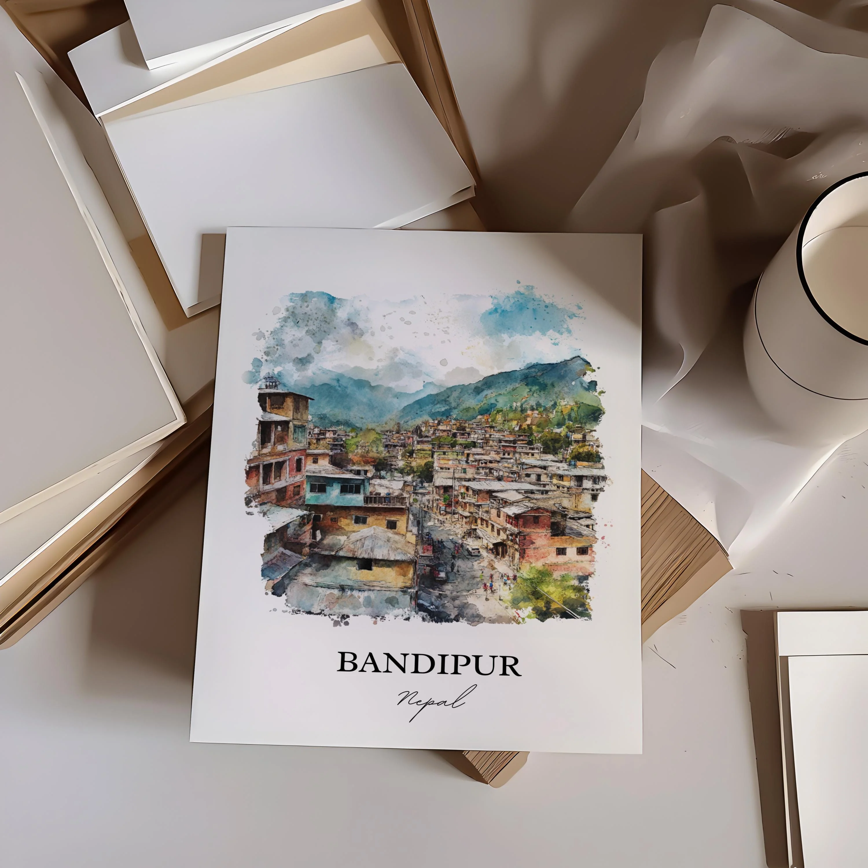 Bandipur, Nepal – Watercolor Art Print - Image 6