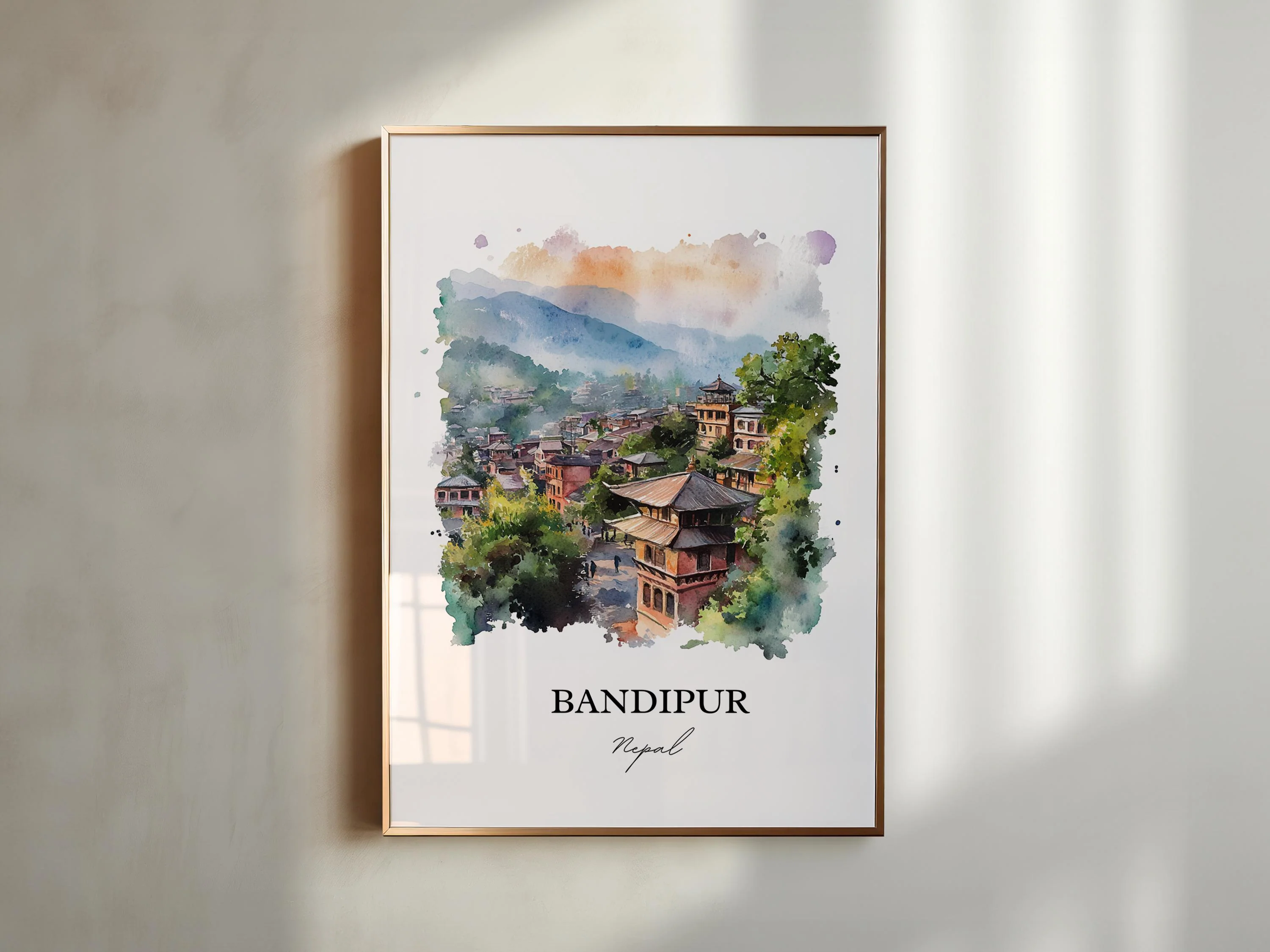Bandipur, Nepal – Watercolor Art Print - Image 3