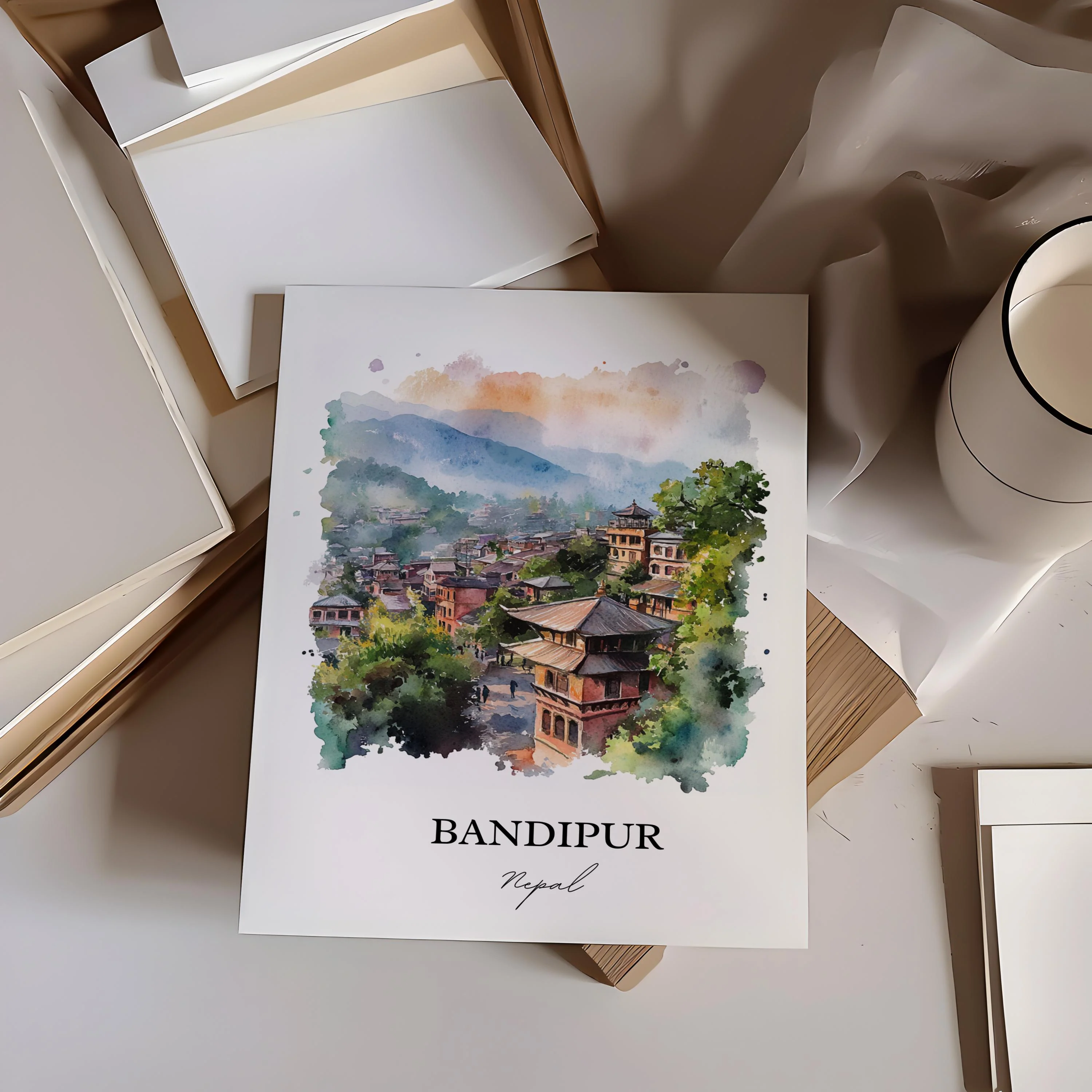 Bandipur, Nepal – Watercolor Art Print - Image 5