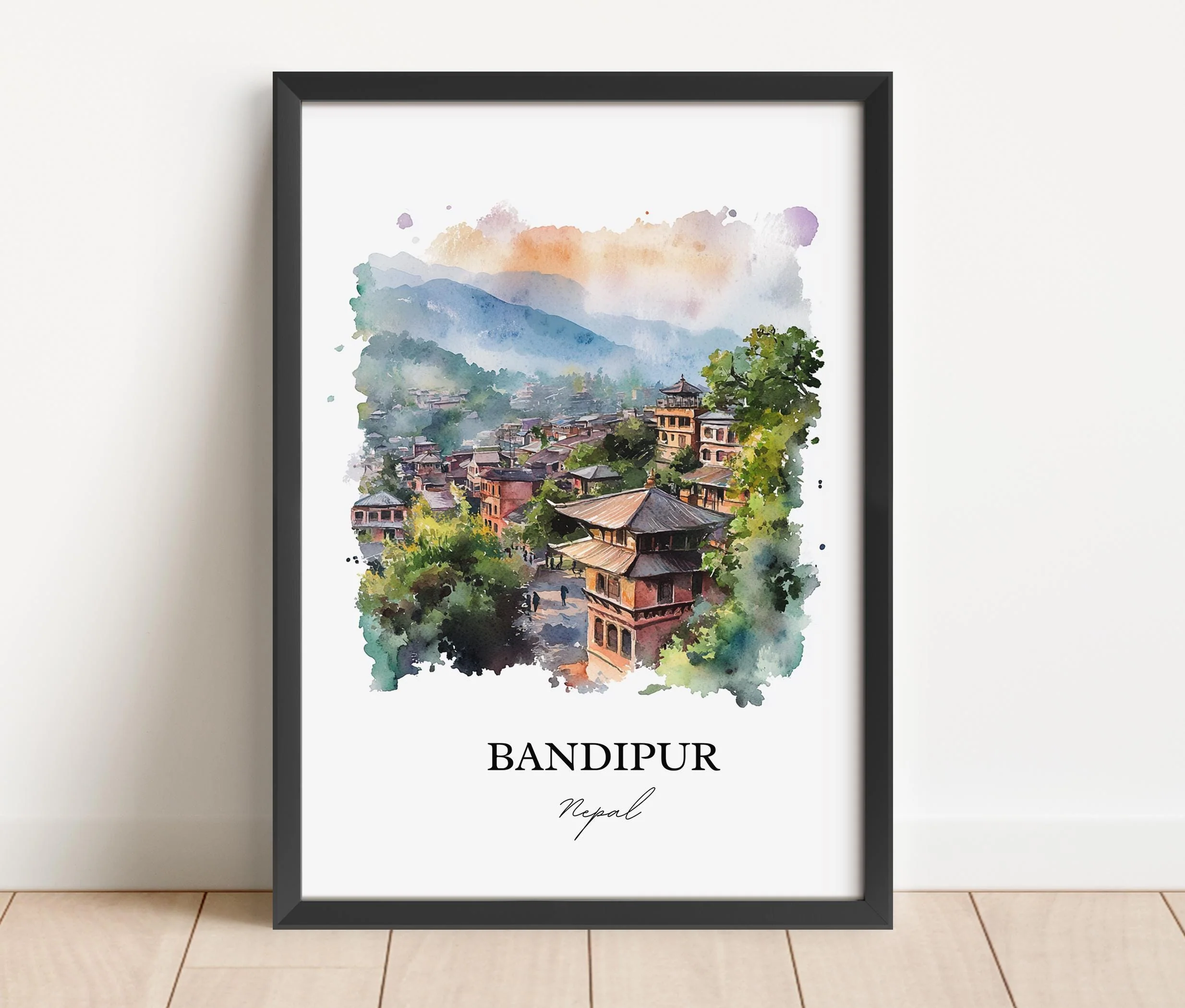 Bandipur, Nepal – Watercolor Art Print - Image 6