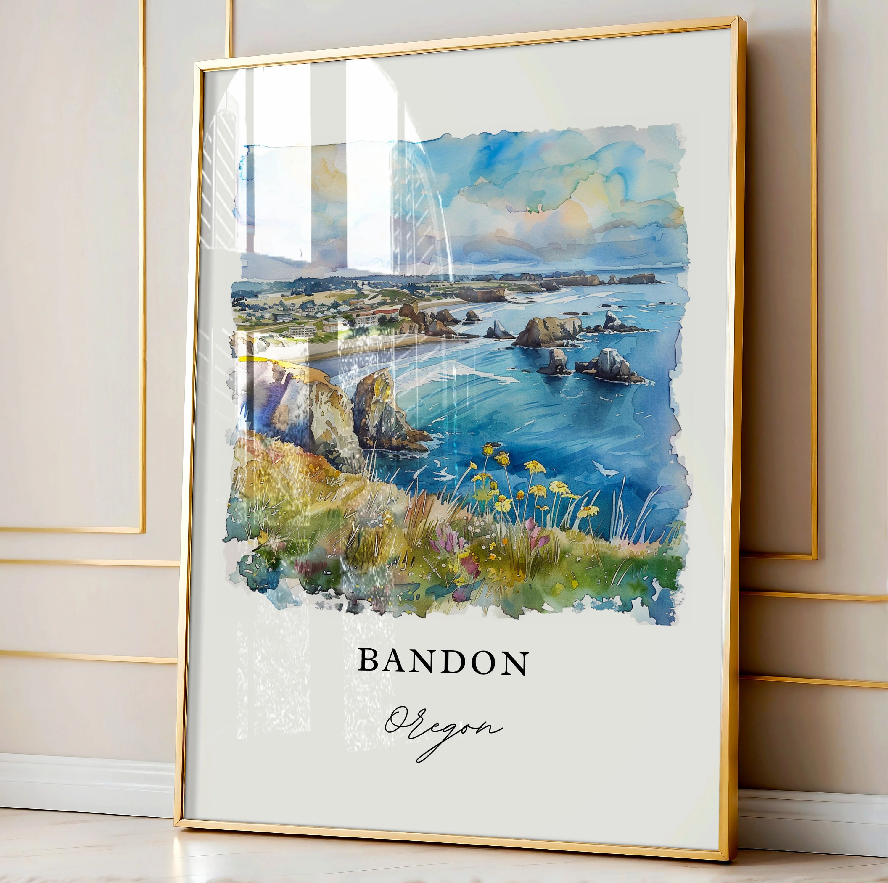 Bandon, Oregon, Oregon – Watercolor Art Print - Image 3