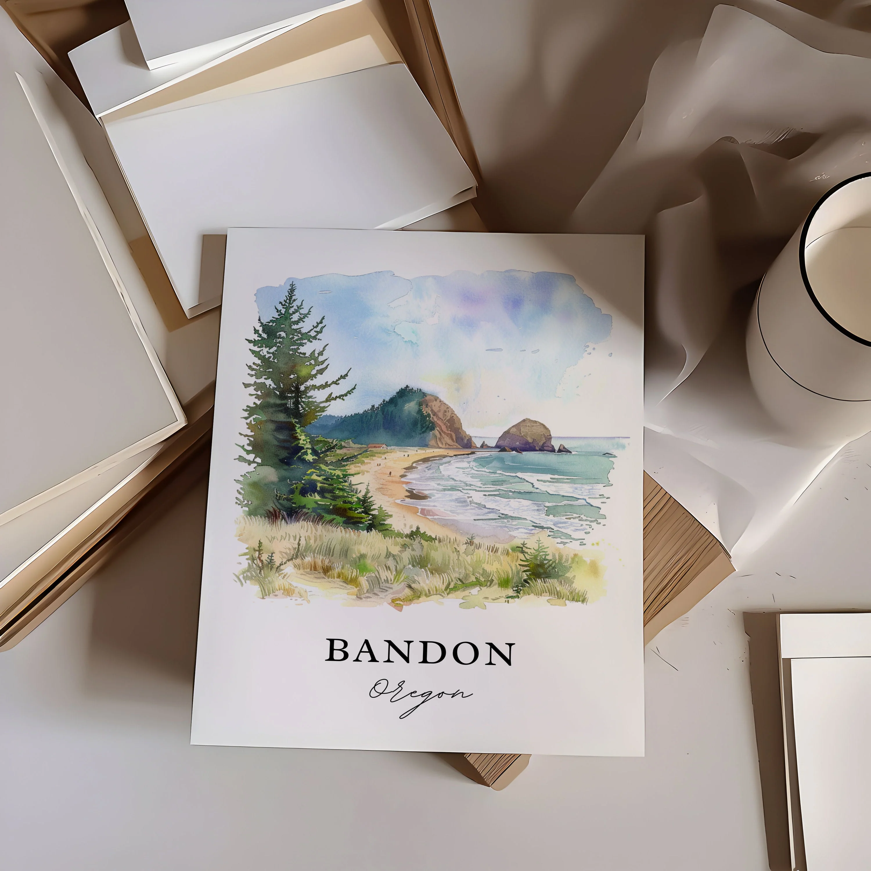 Bandon, Oregon – Watercolor Art Print - Image 2
