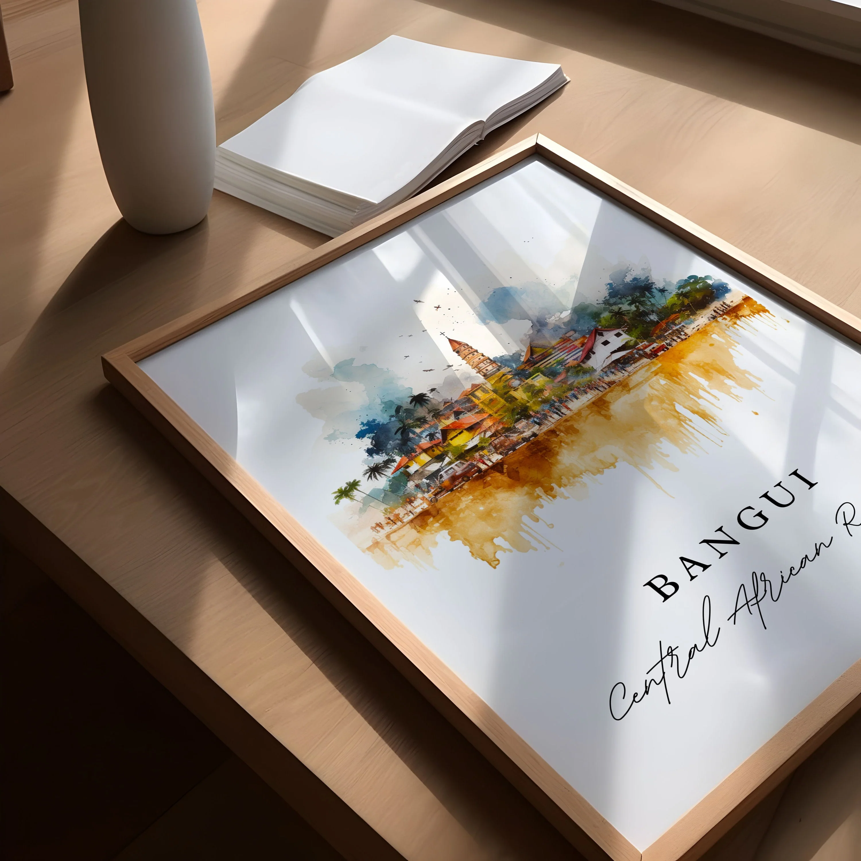 Bangui, Central African Republic – Watercolor Art Print - Image 3