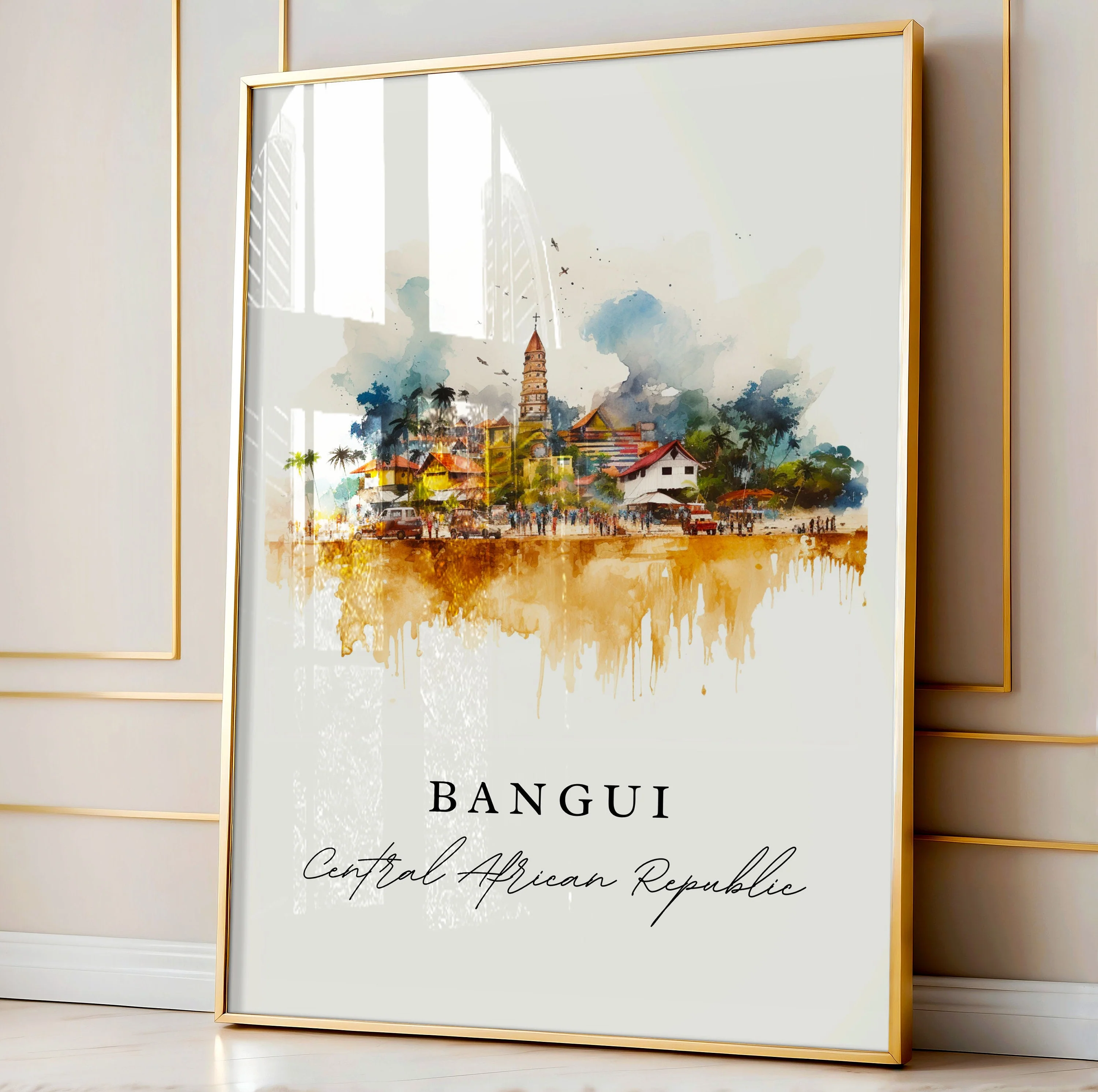 Bangui, Central African Republic – Watercolor Art Print - Image 4