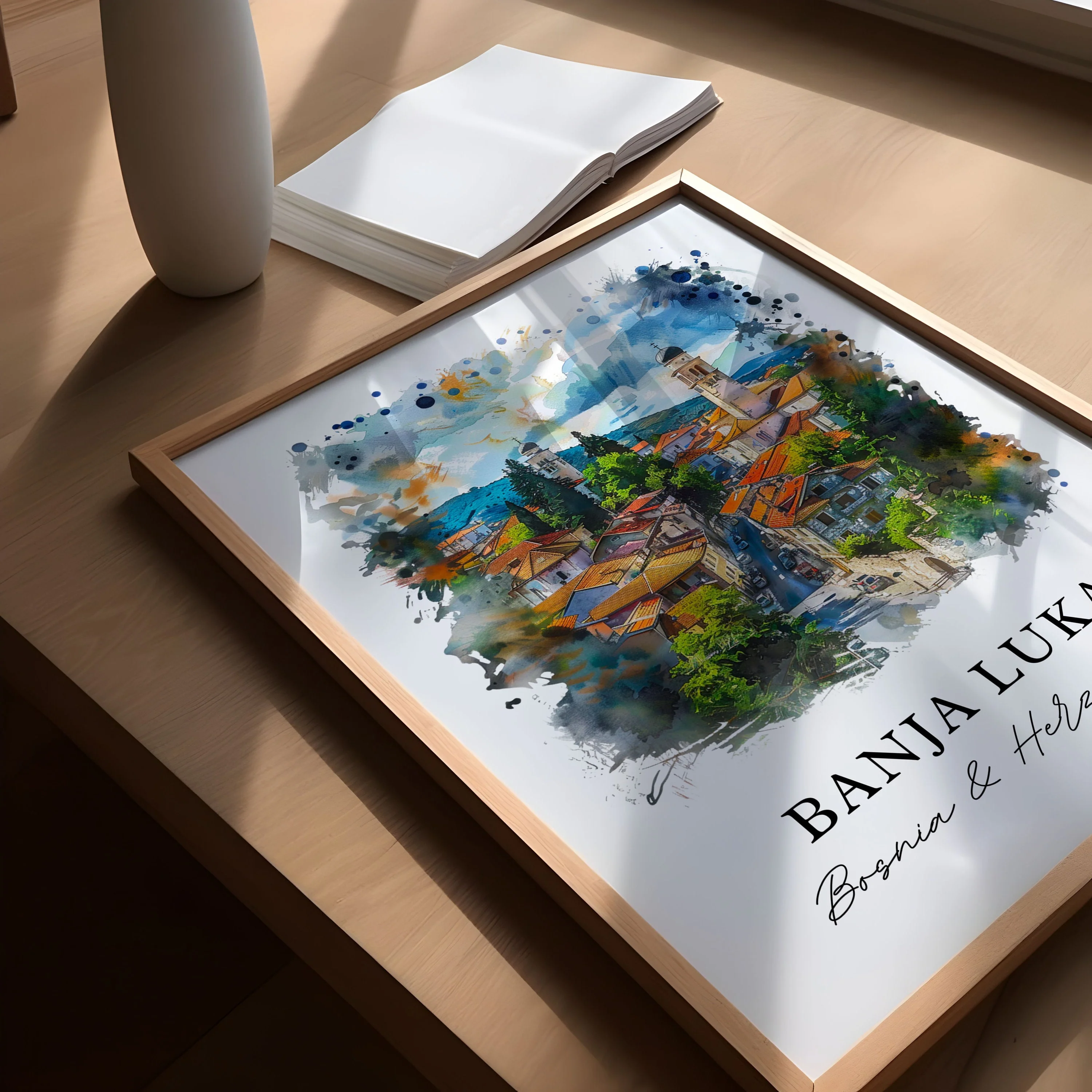 Banja Luka, Bosnia and Herzegovina – Watercolor Art Print - Image 3