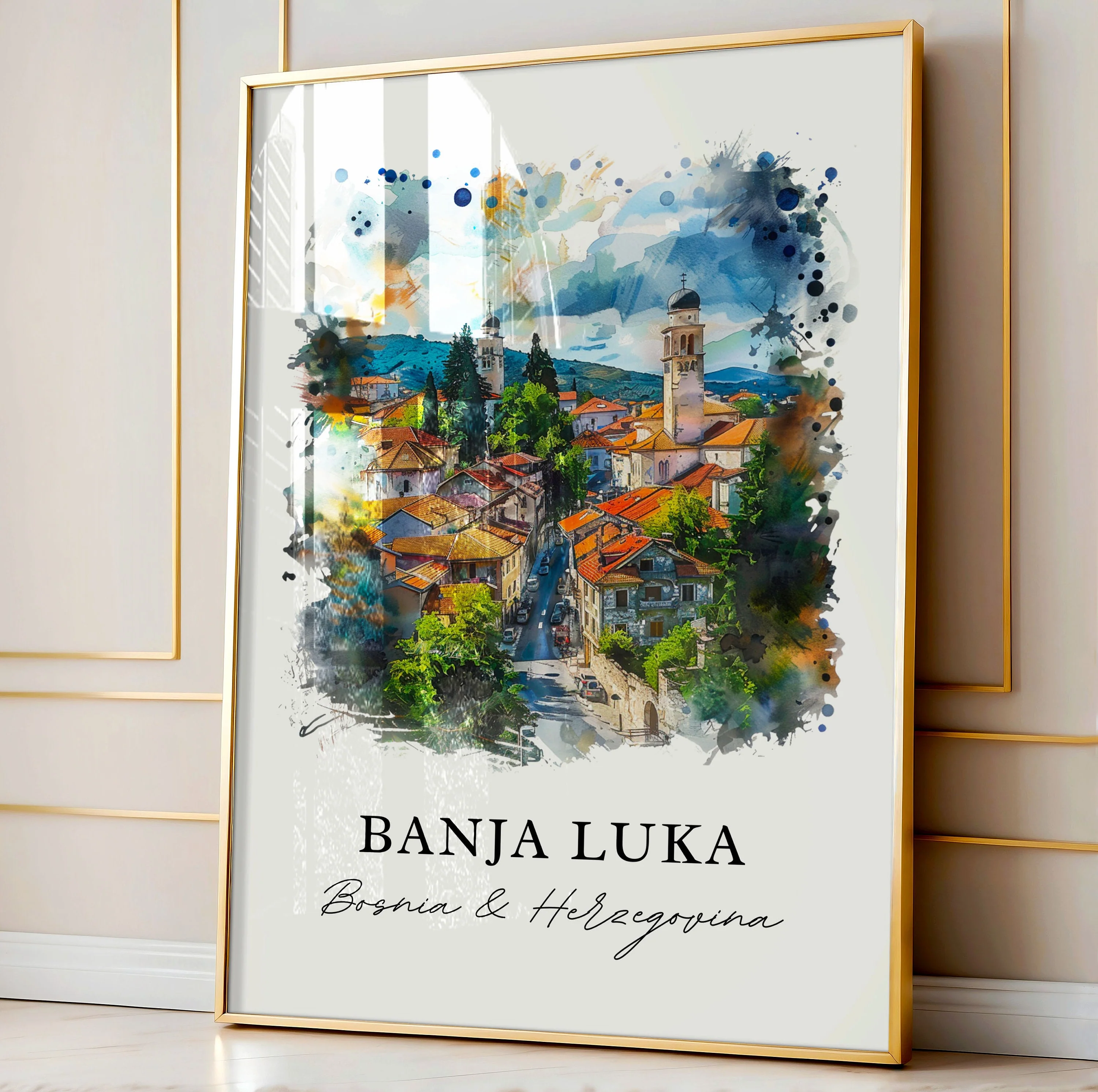 Banja Luka, Bosnia and Herzegovina – Watercolor Art Print - Image 4