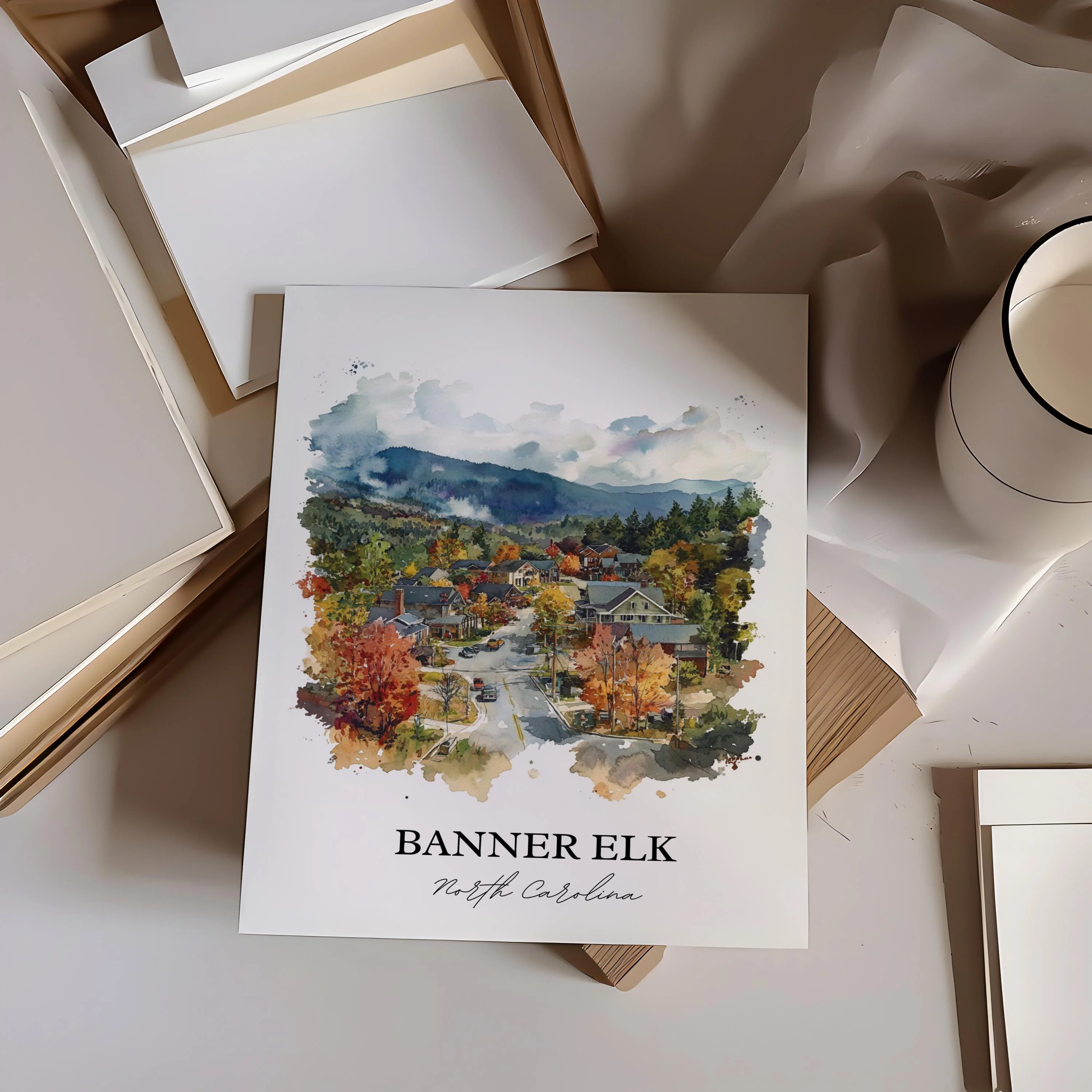 Banner Elk, NC, USA – Watercolor Art Print - Image 5