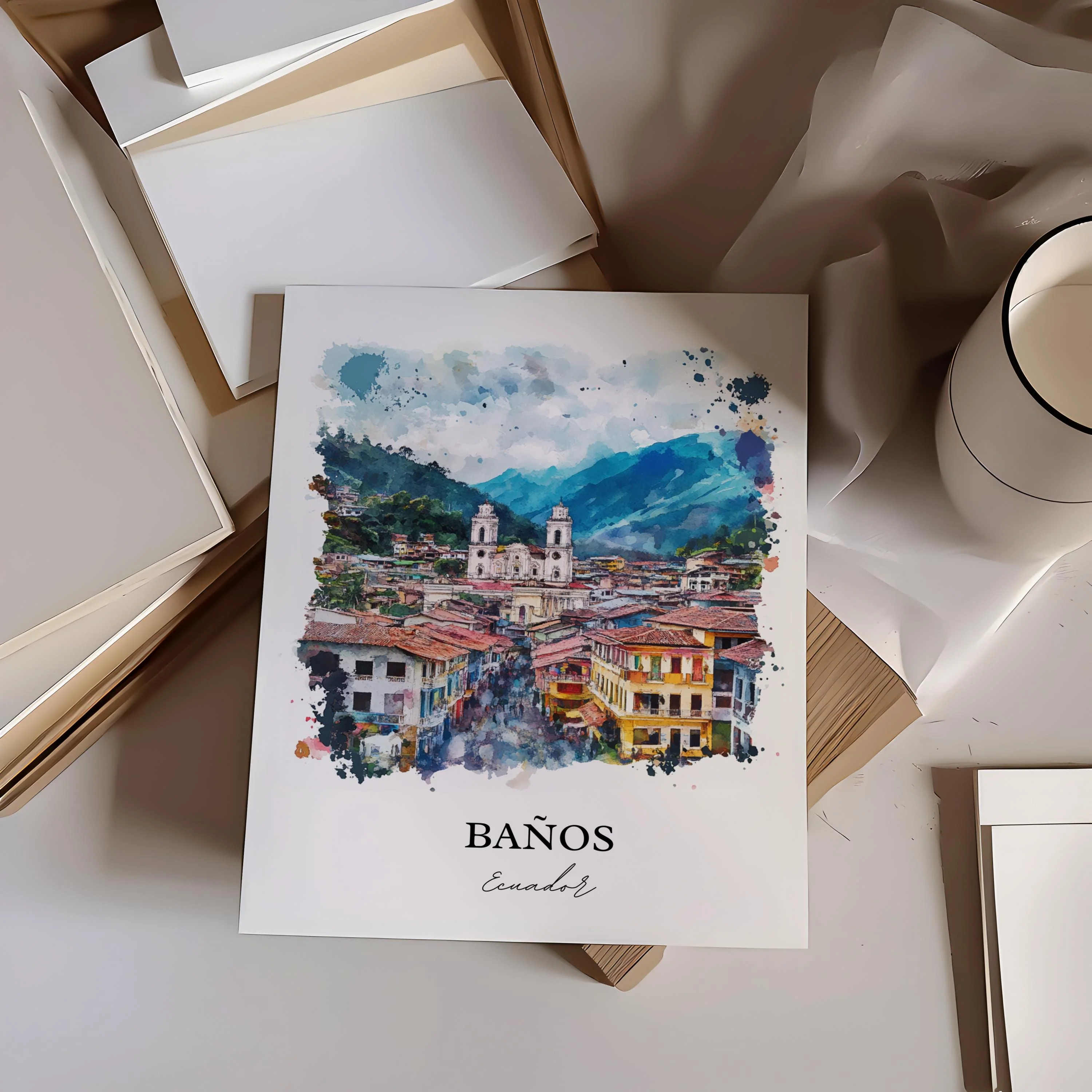 Banos, Ecuador – Watercolor Art Print - Image 4