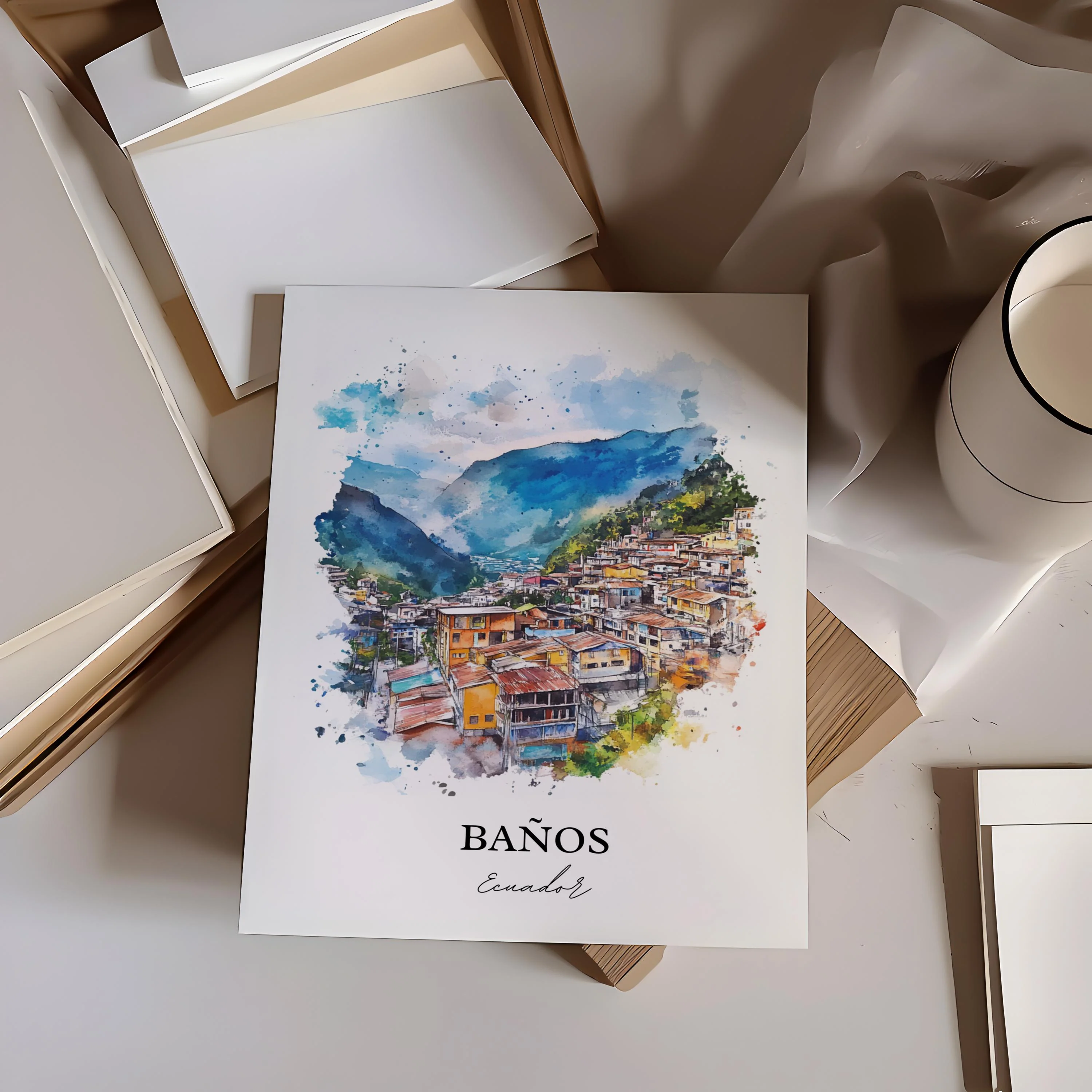 Baños, Ecuador – Watercolor Art Print - Image 4