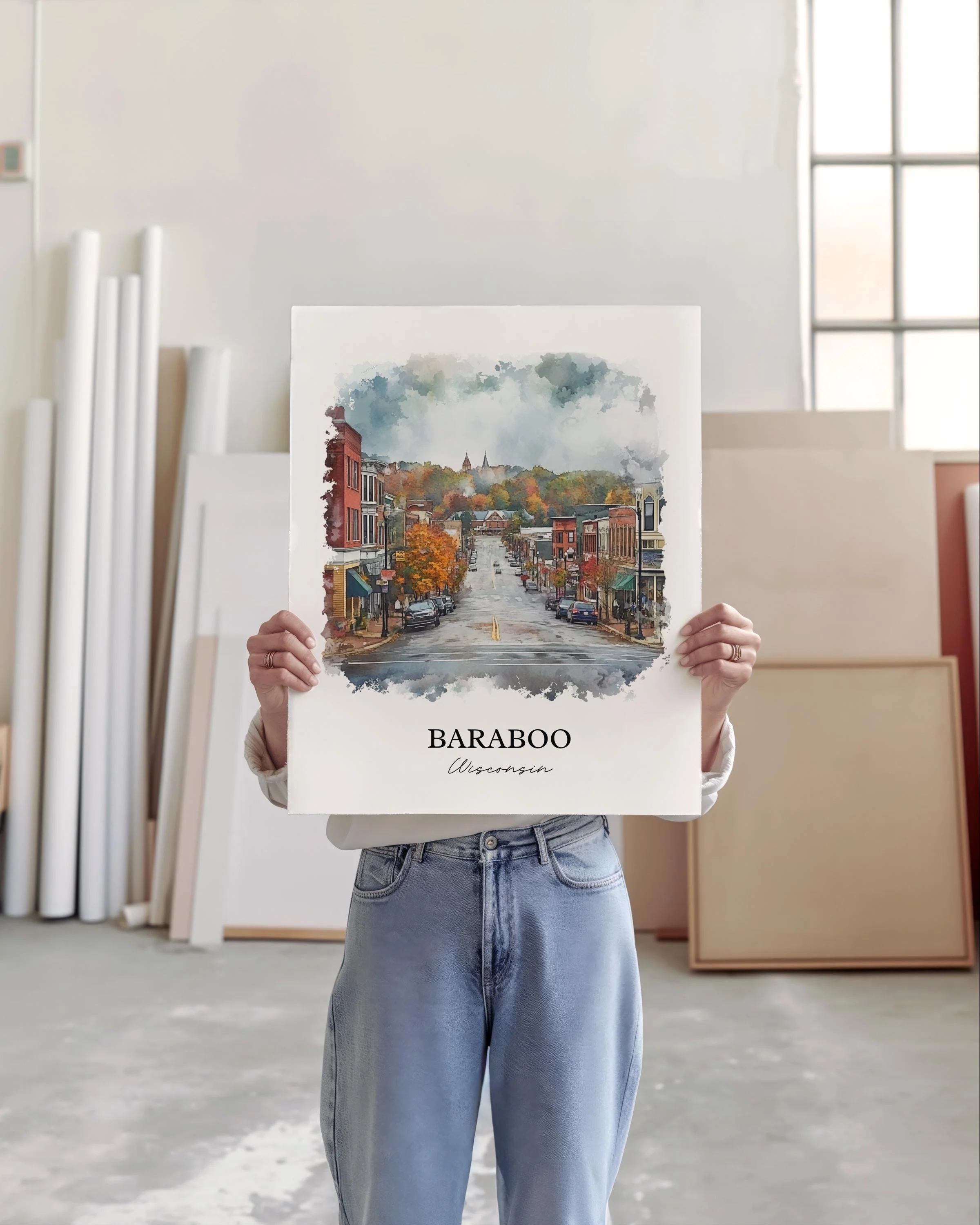 Baraboo, Wisconsin, USA – Watercolor Art Print - Image 4