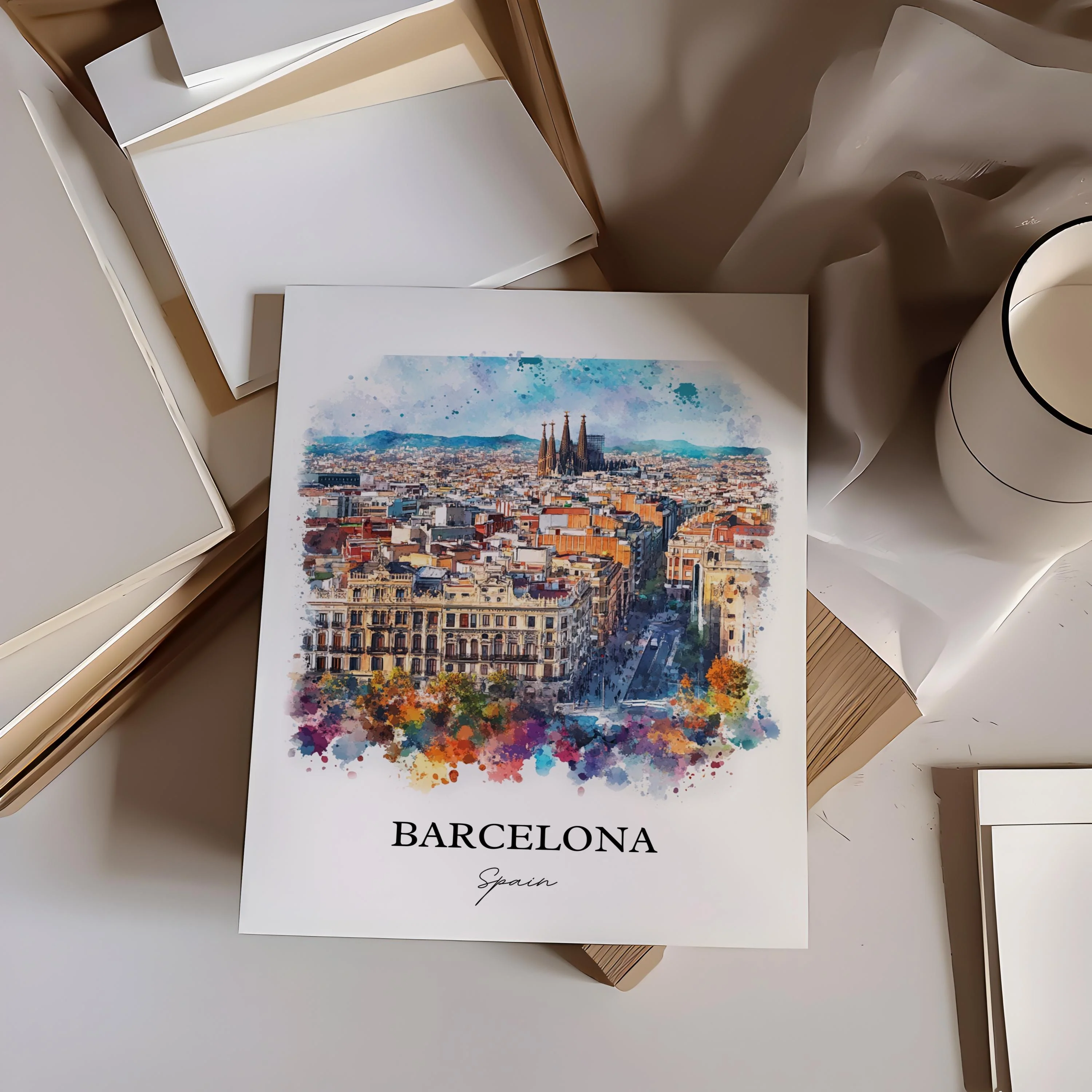 Barcelona, Spain – Watercolor Art Print - Image 4