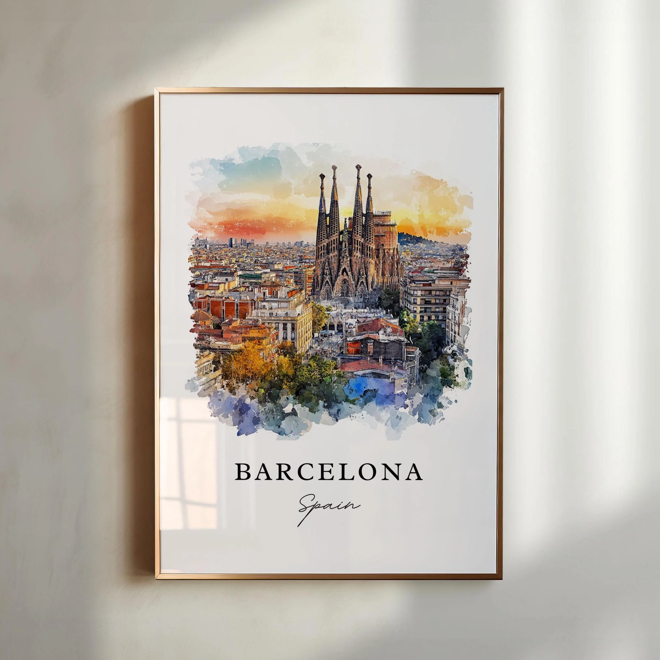 Barcelona, Spain – Watercolor Art Print