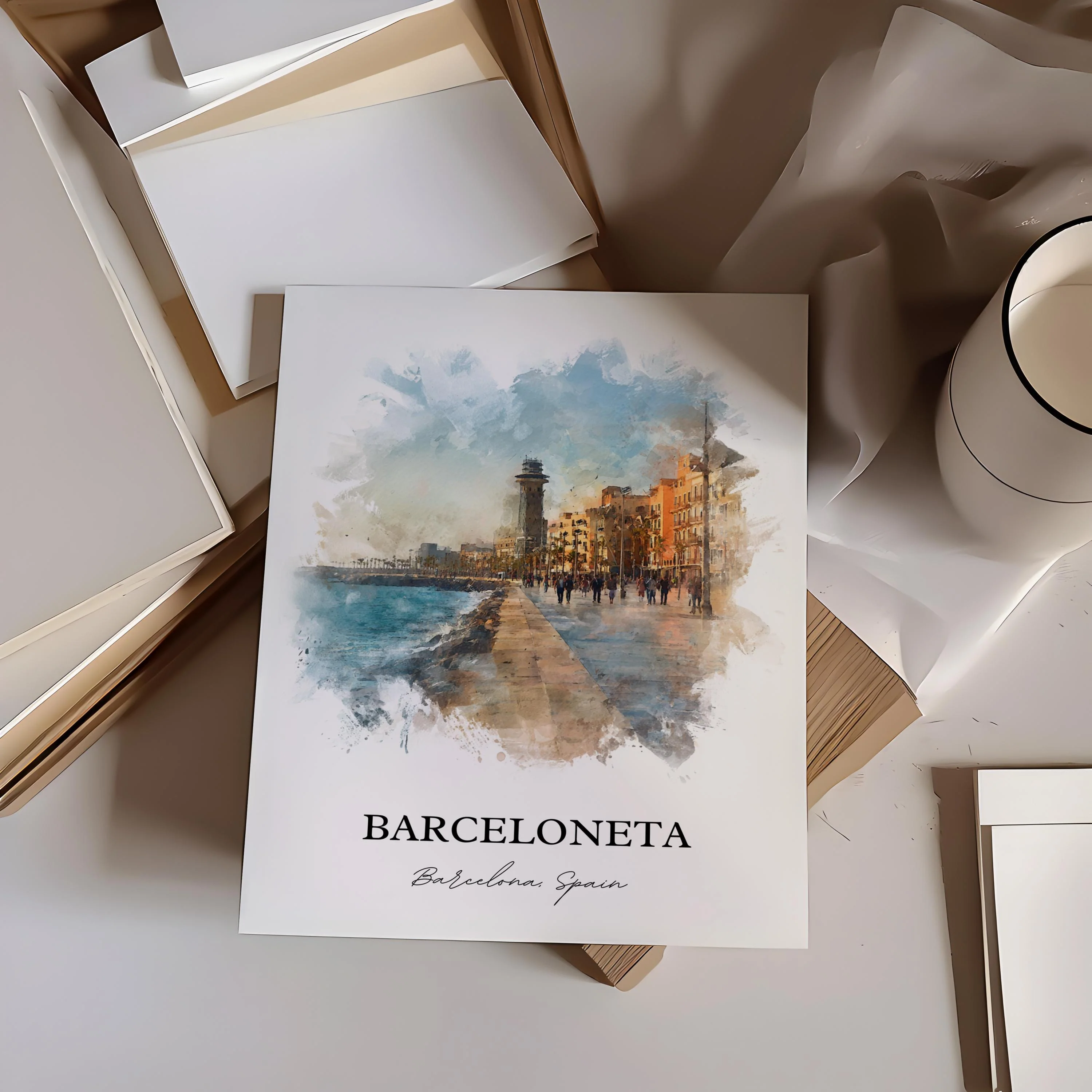 Barceloneta, Spain – Watercolor Art Print - Image 6
