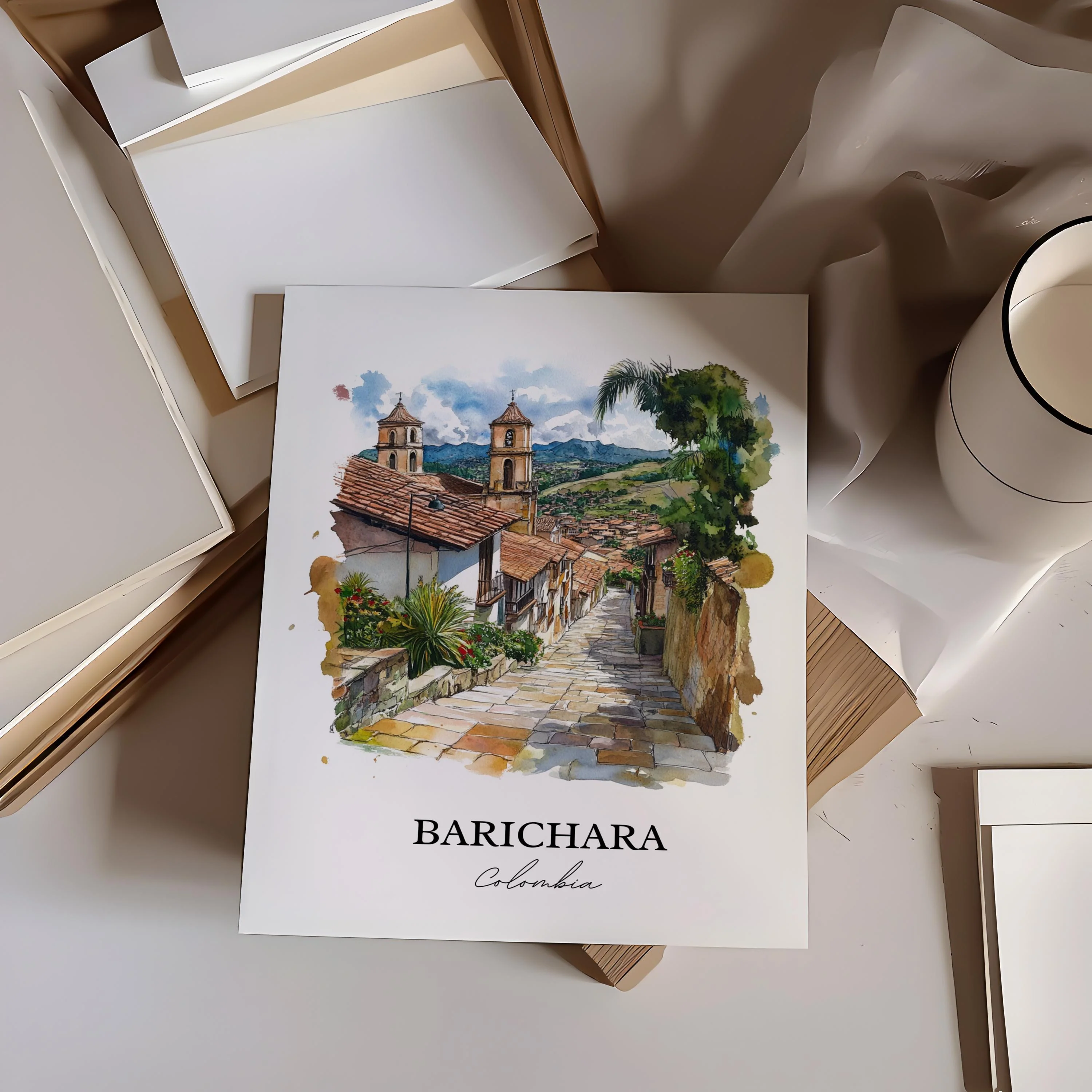 Barichara, Colombia – Watercolor Art Print - Image 5
