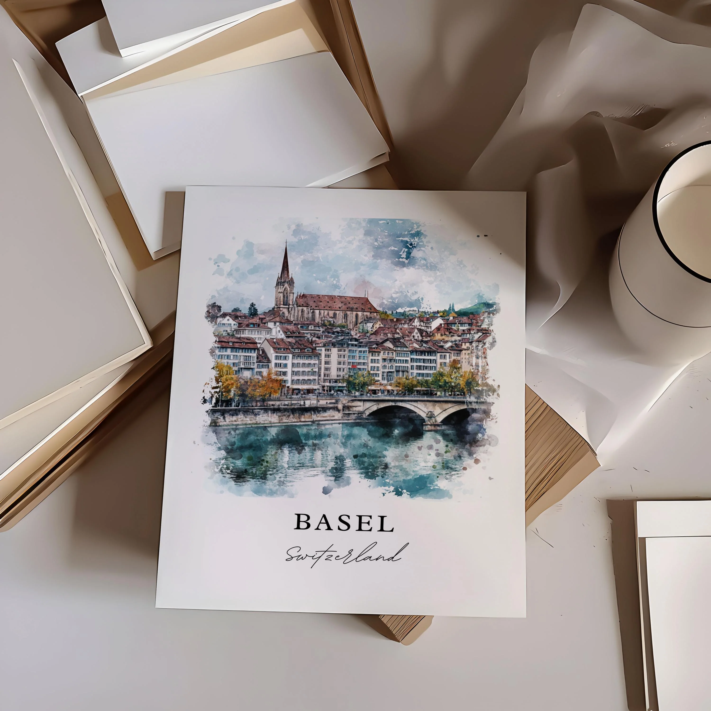 Basel, Switzerland – Watercolor Art Print - Image 2